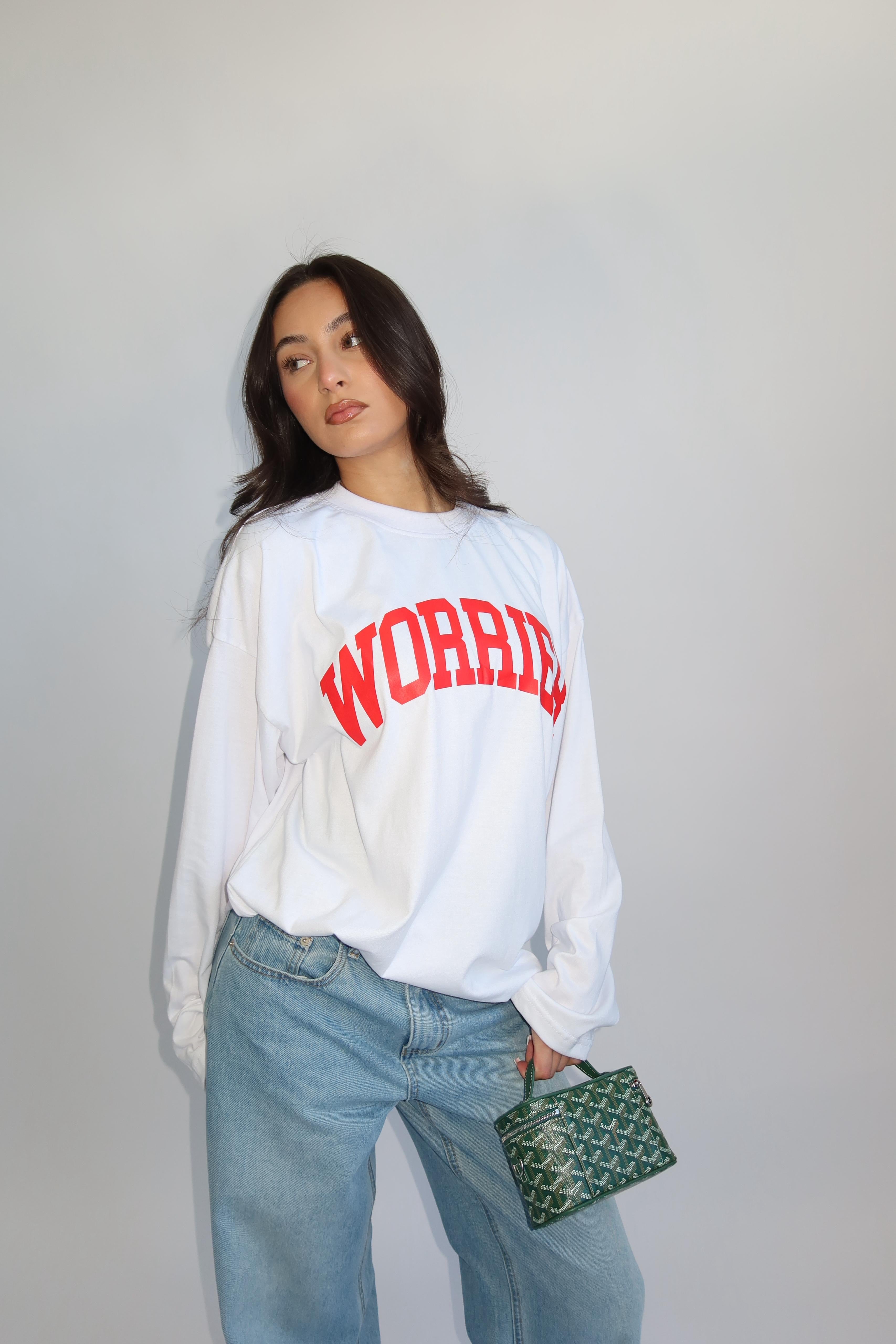 WORRIER LONGSLEEVE WHITE/RED PRE ORDER