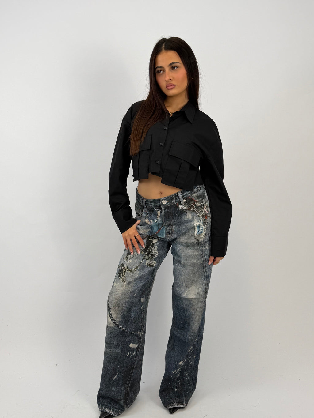 SPECIAL EDITION CHAIN JEANS BLUE/RED