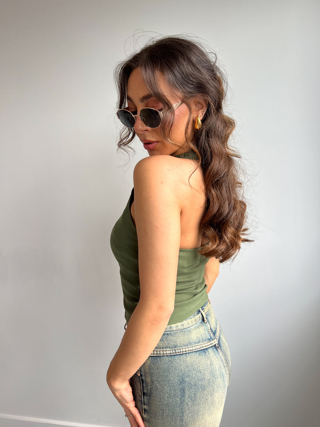 HALTER OPEN BACK TOP ARMY