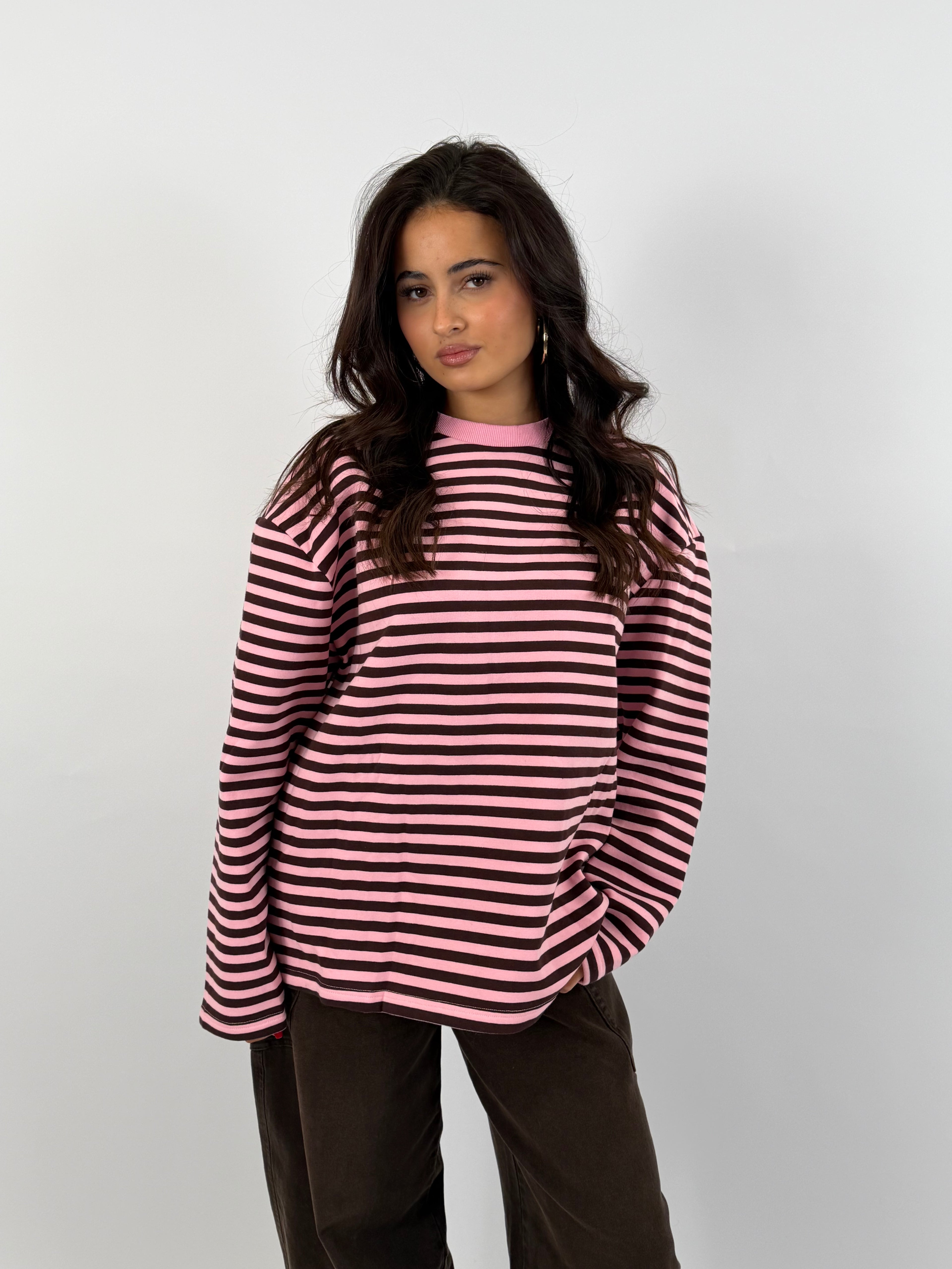 SOFT STRIPED LONGSLEEVE BROWN/PINK