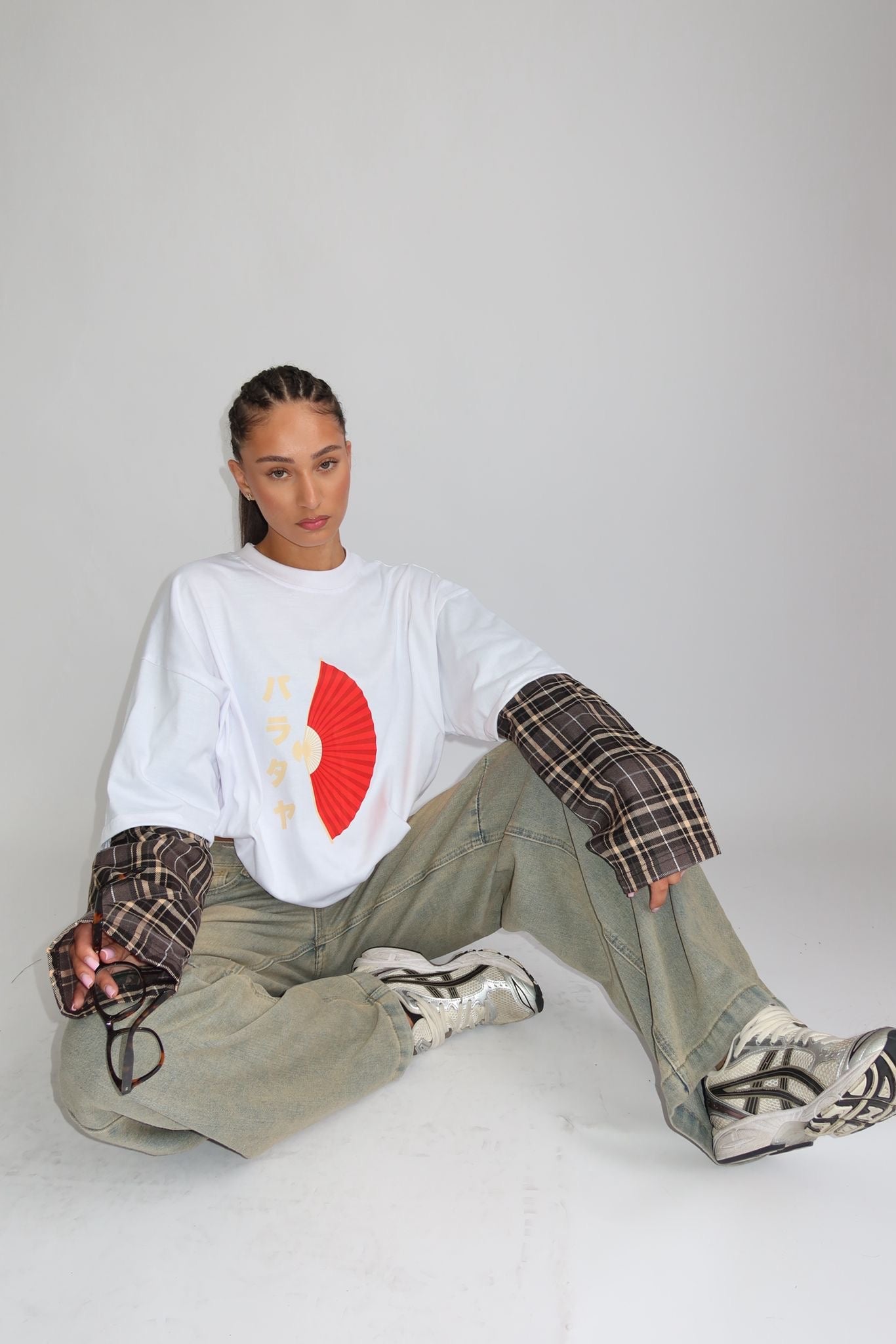 CHECKED SLEEVES SHIRT WHITE