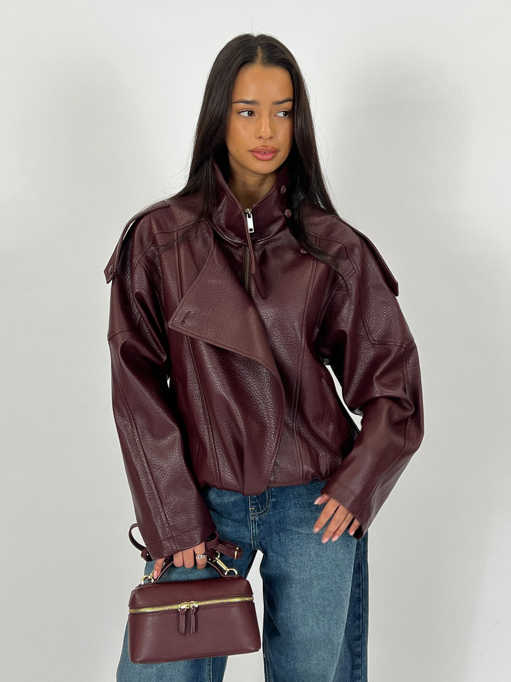 LAURENT BORDEAUX LEATHER JACKET