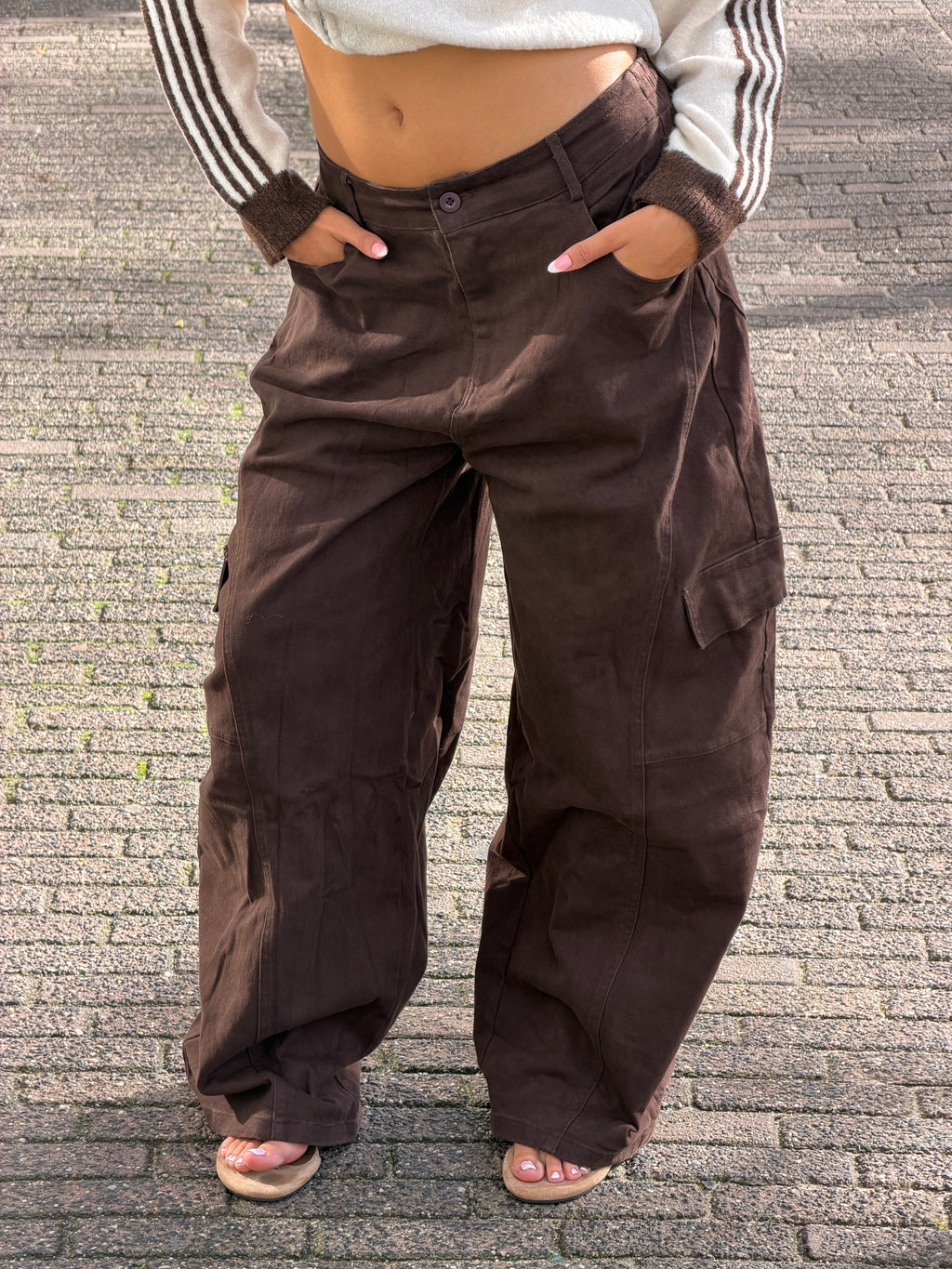 INDIRA WIDE LEG CARGO CHOCO