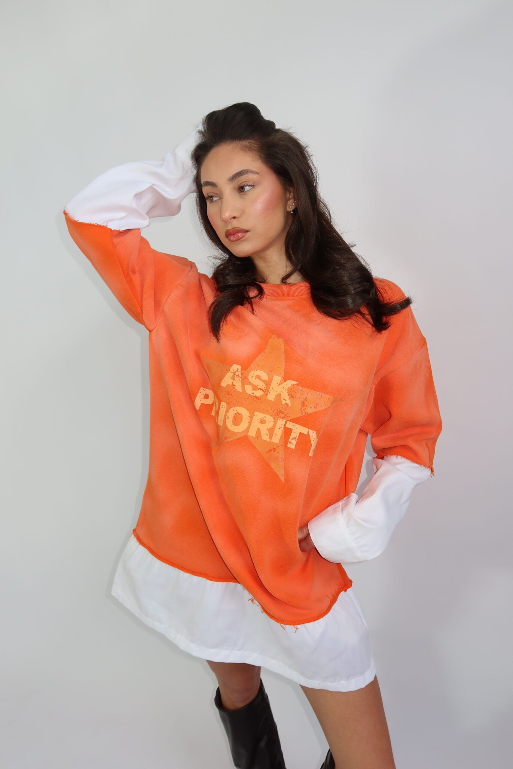 EXCLUSIVE WHITE SHIRT LONGSLEEVE ORANGE