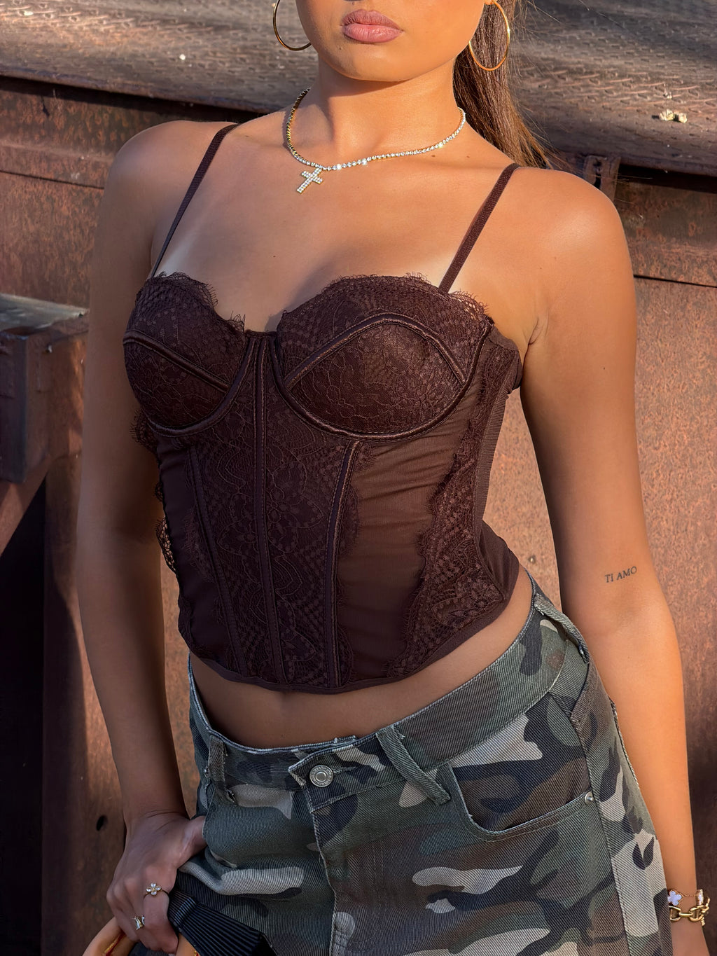 PREMIUM LACE CORSET CHOCO