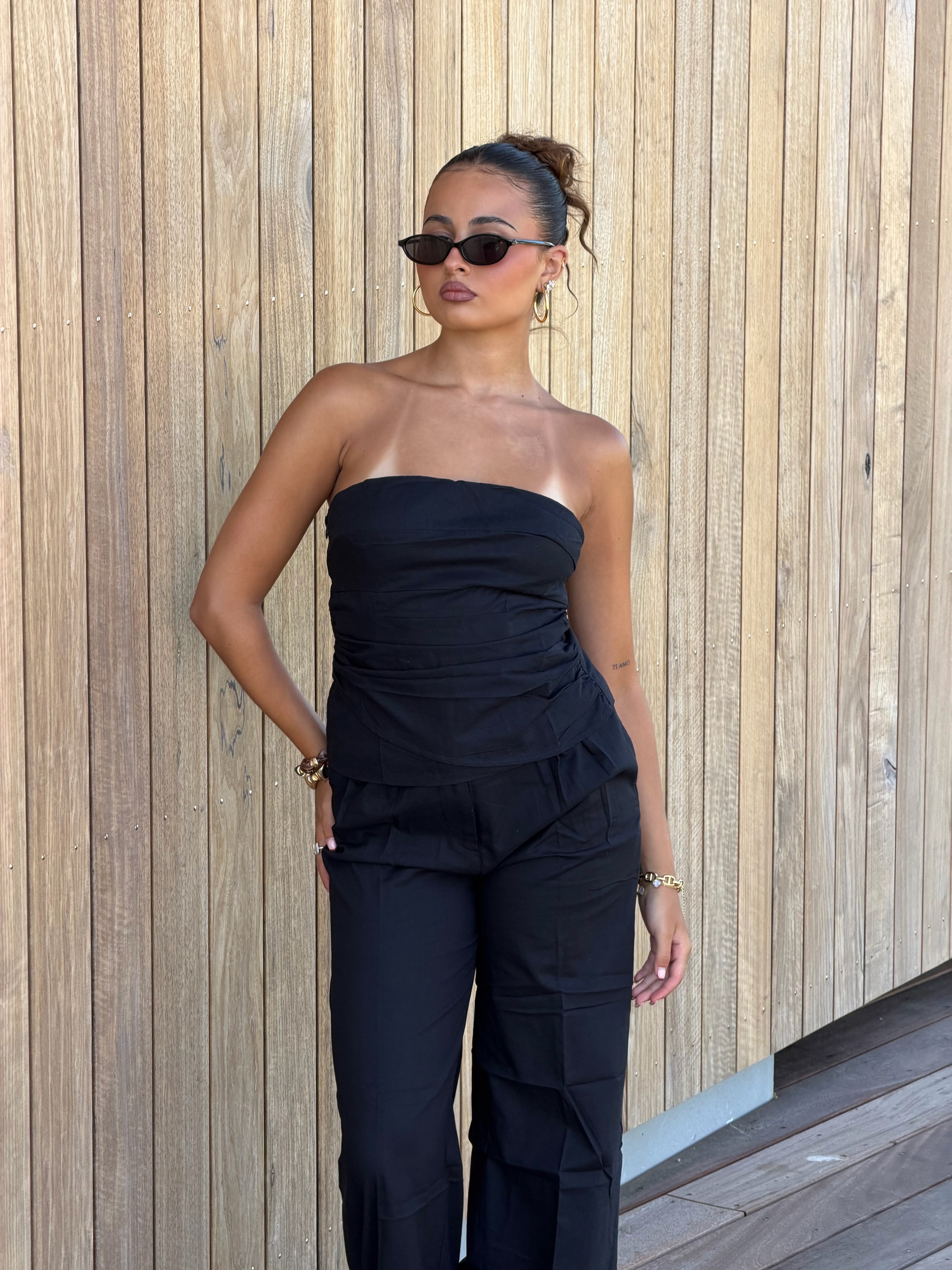 LUNA LINEN TWO PIECE BLACK