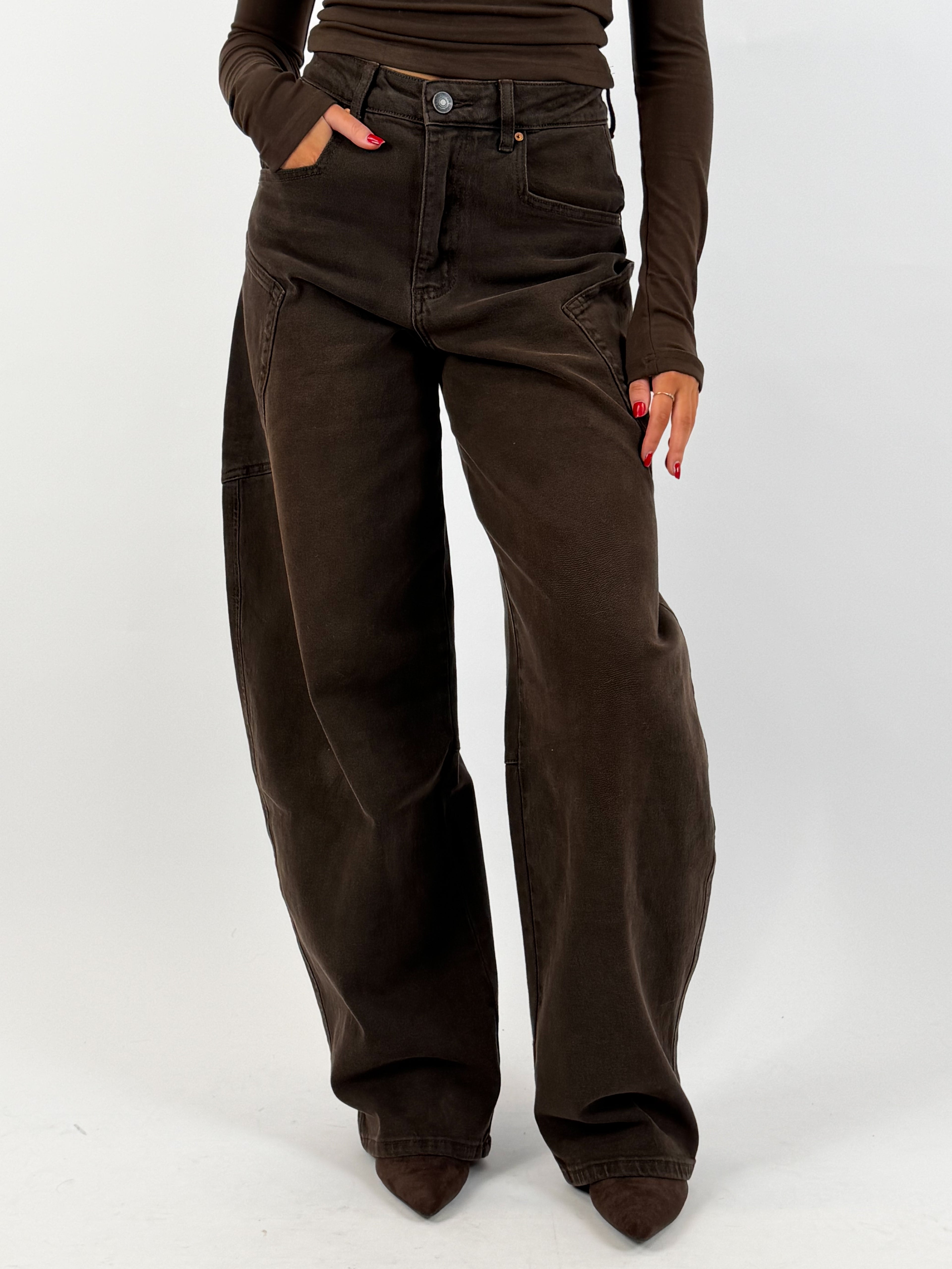 BALLOON FIT STRETCH CARGO CHOCO