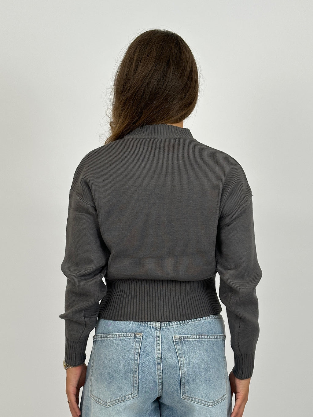 ZIP CARDIGAN CHARCOAL