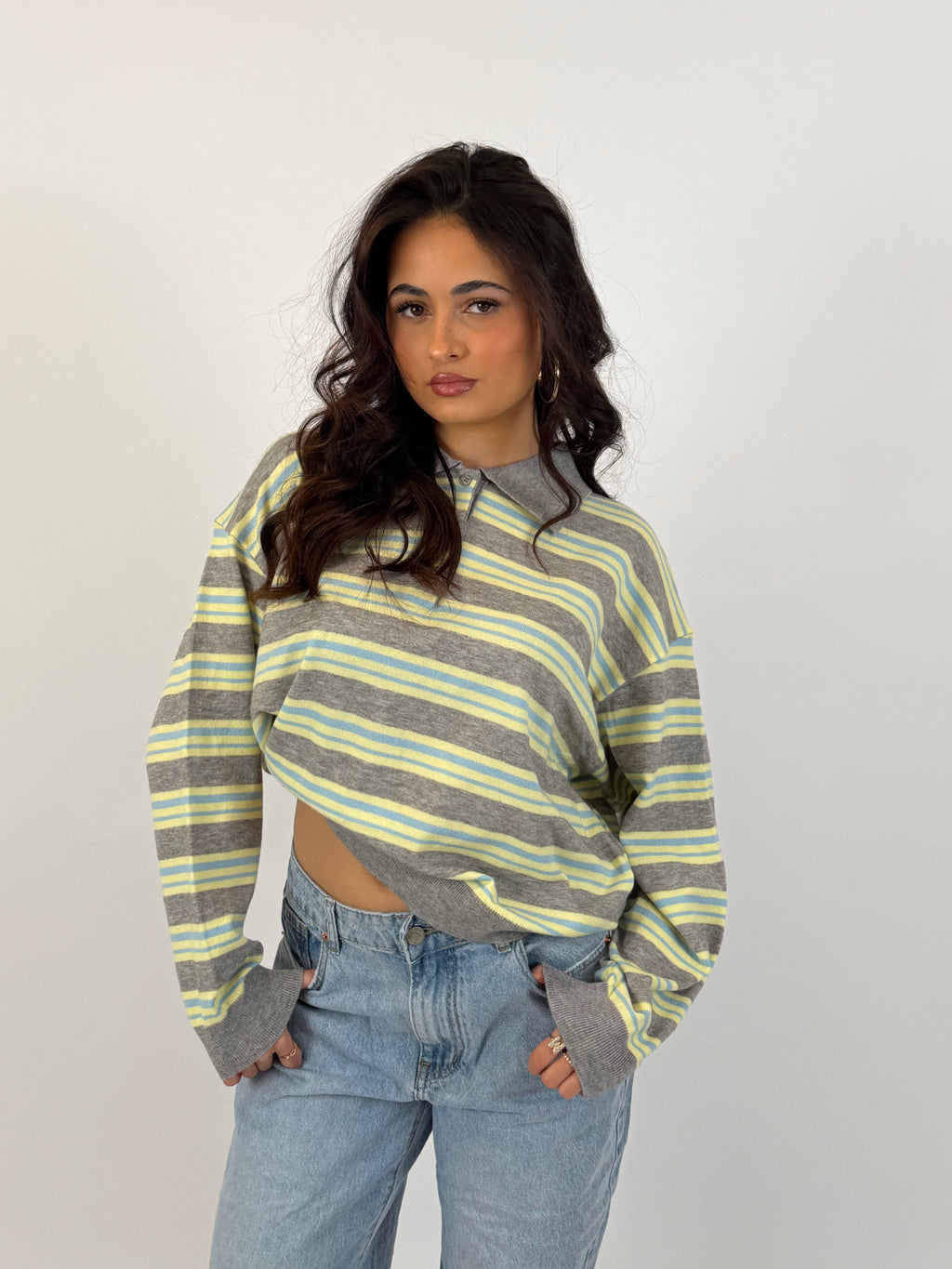 POLO KNIT GREY/YELLOW