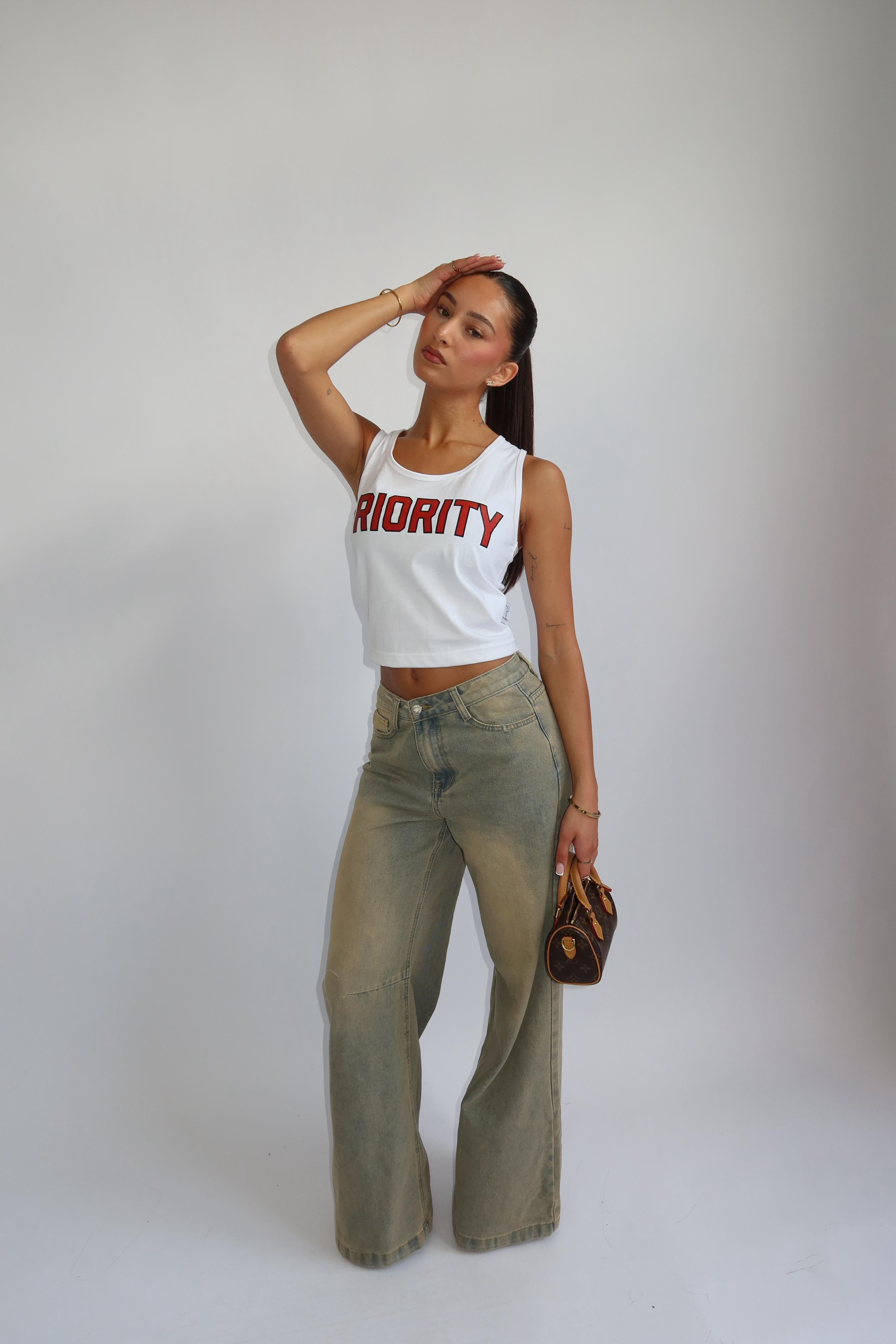 PRIORITY LOOSE TANK WHITE