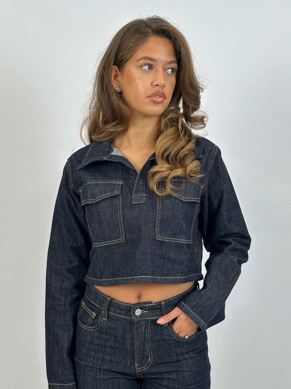LONGSLEEVE DARK DENIM TOP