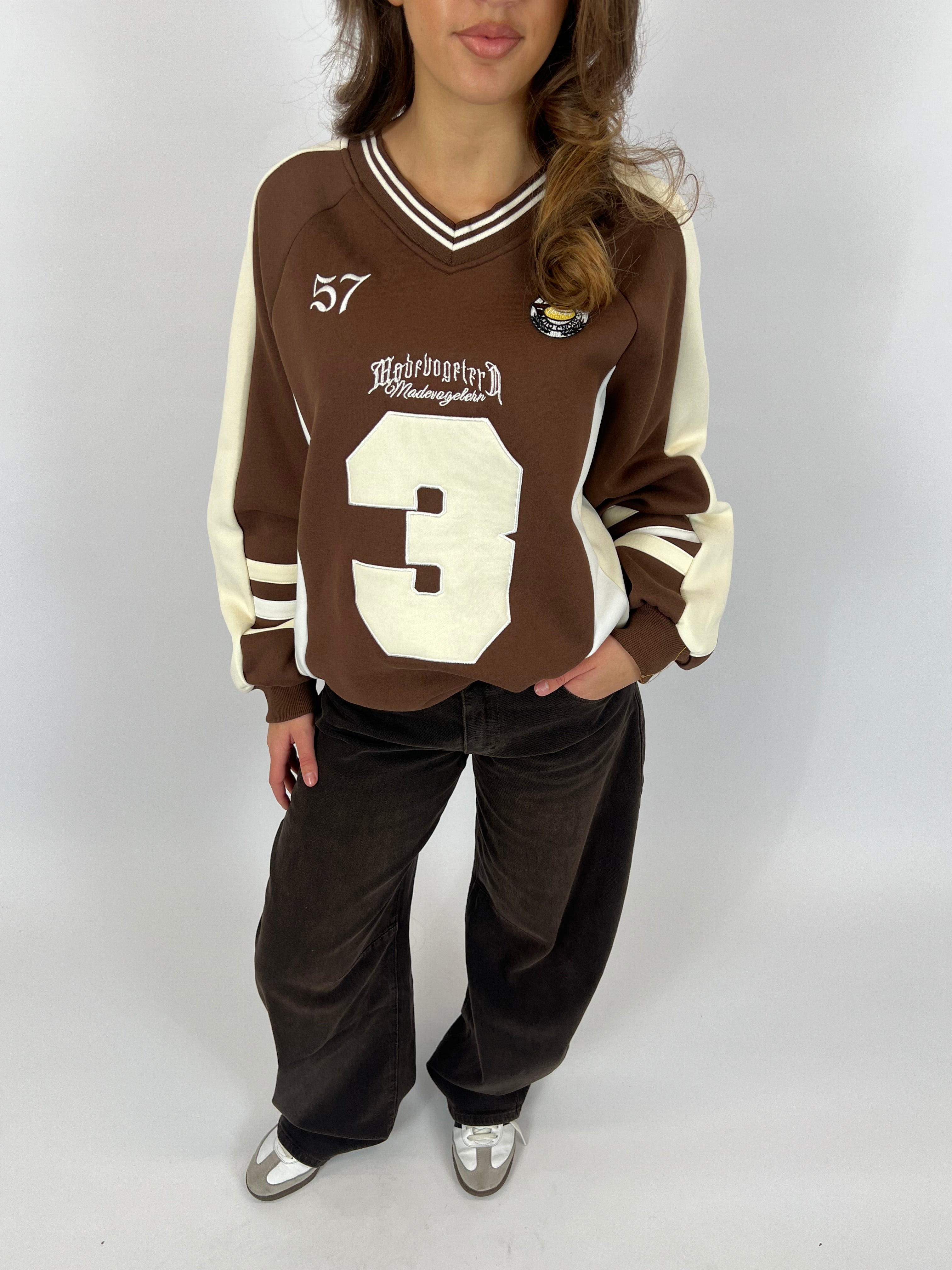 BASEBALL LONGSLEEVE SWEAT CHOCO/BEIGE