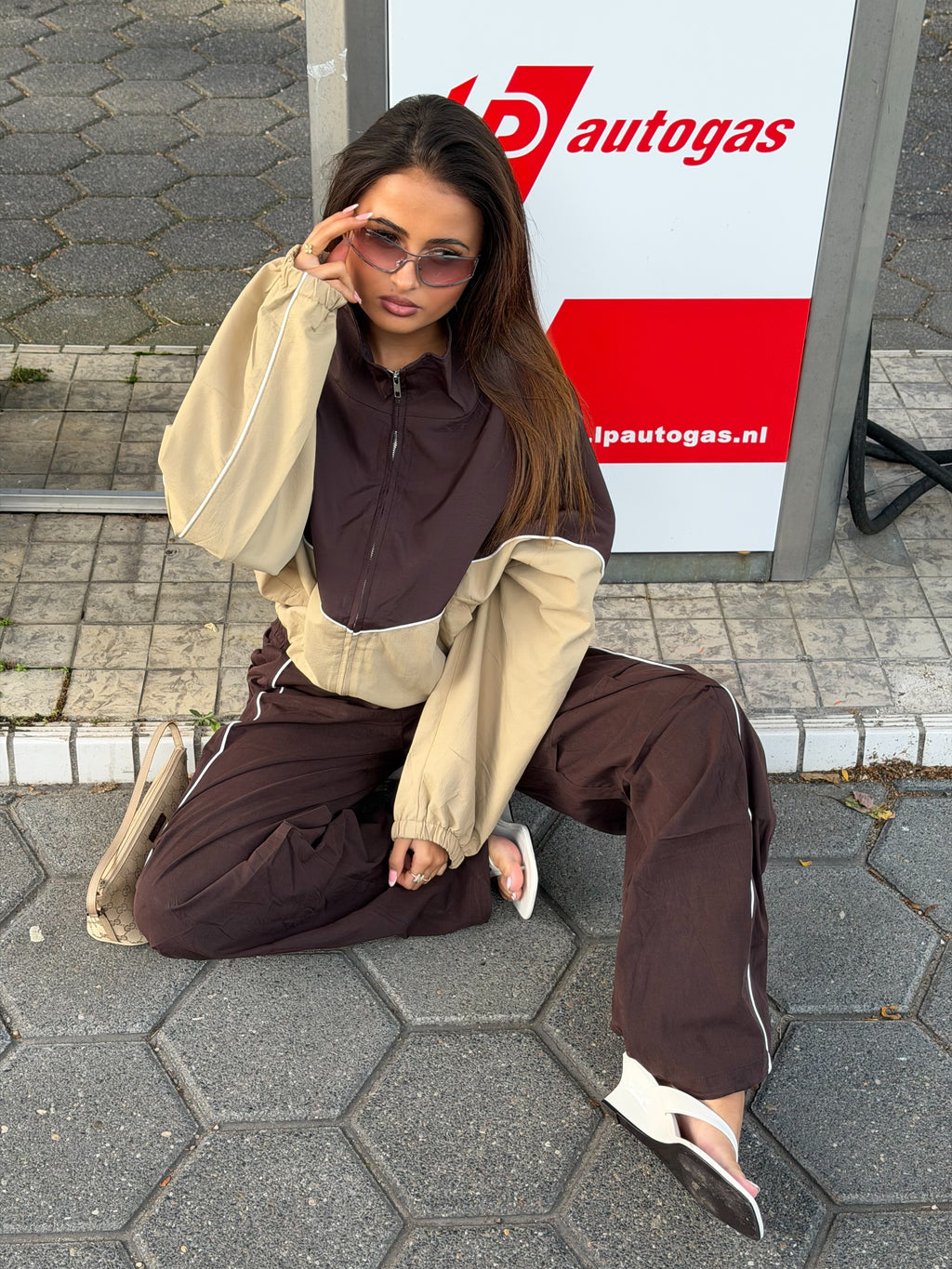 TWO TONE WINDBREAKER JACKET CHOCO