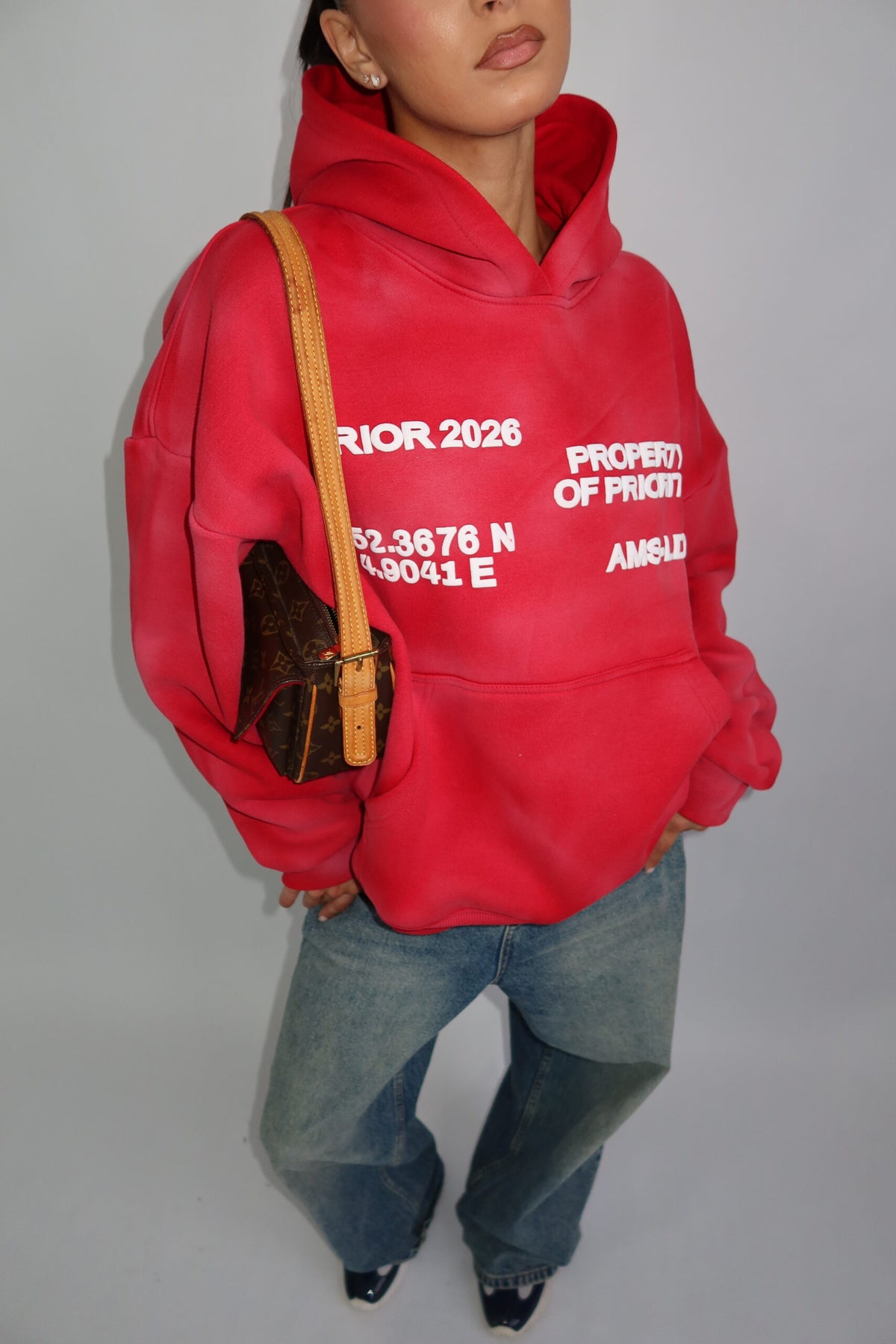 PRIORITY WASHED HOODIE RED