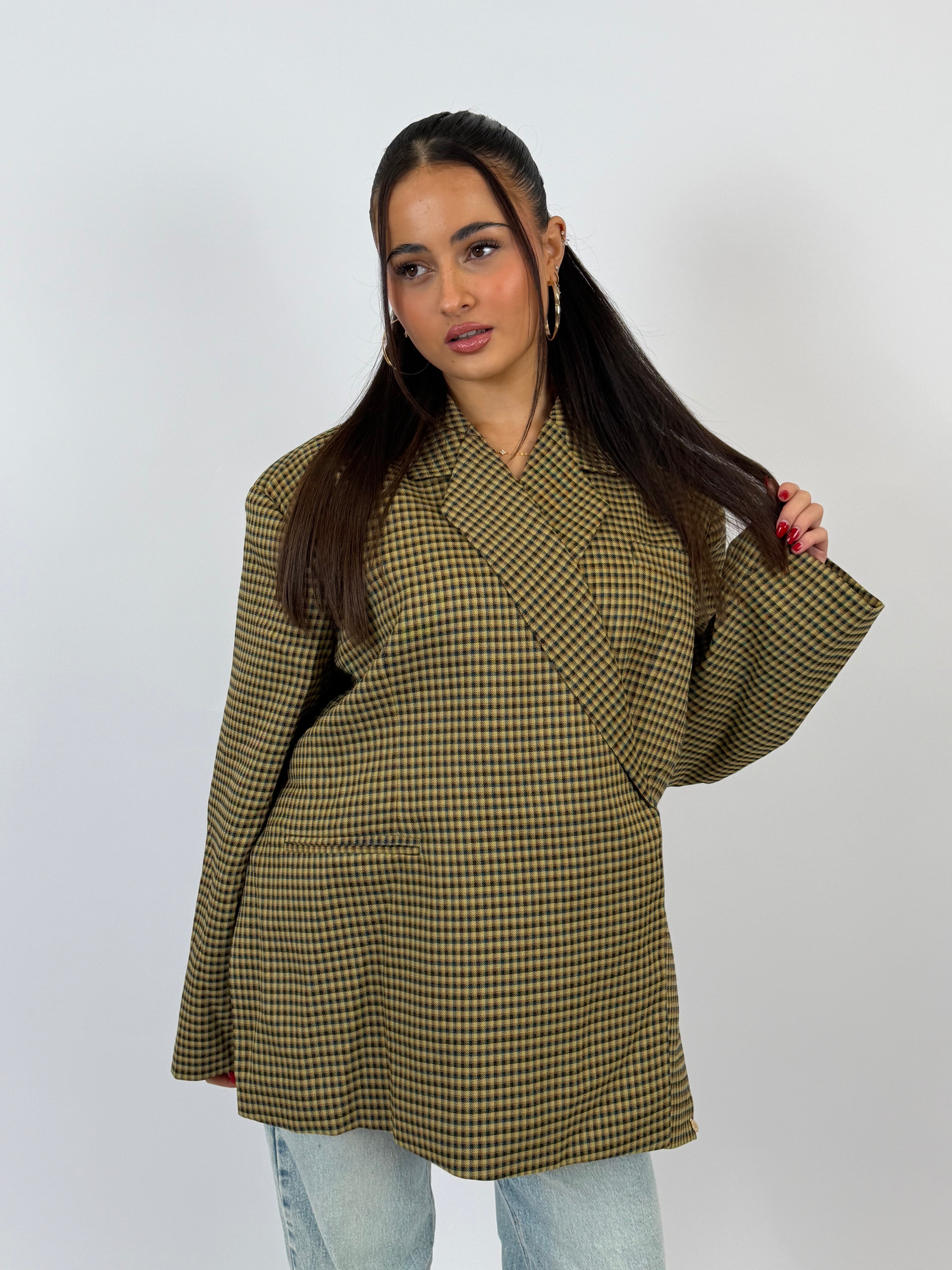 OVERSIZED BLOCKED DAD BLAZER GREEN
