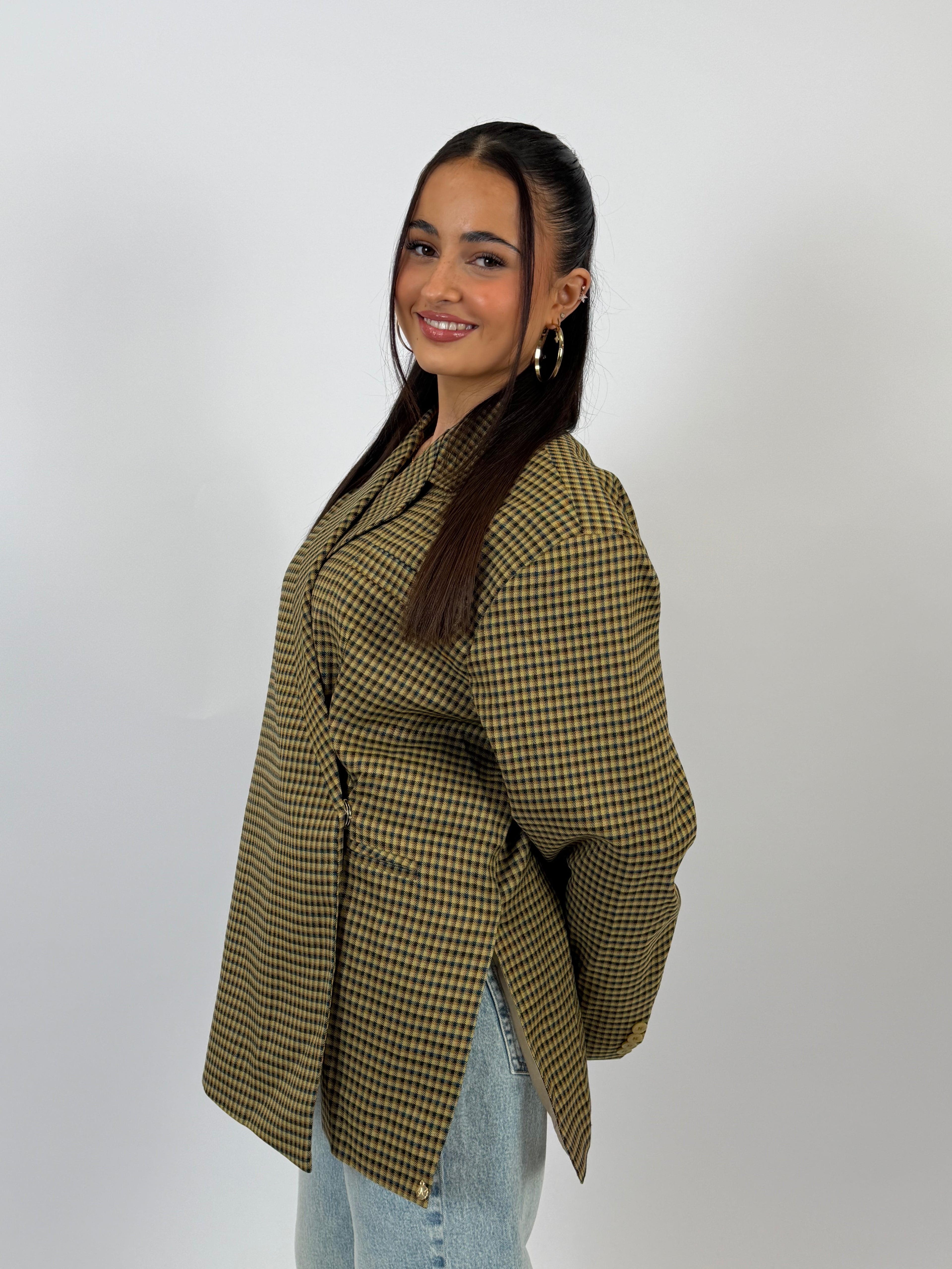 OVERSIZED BLOCKED DAD BLAZER GREEN