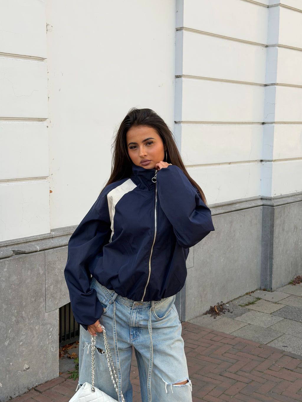TWO TONE WINDBREAKER JACKET NAVY