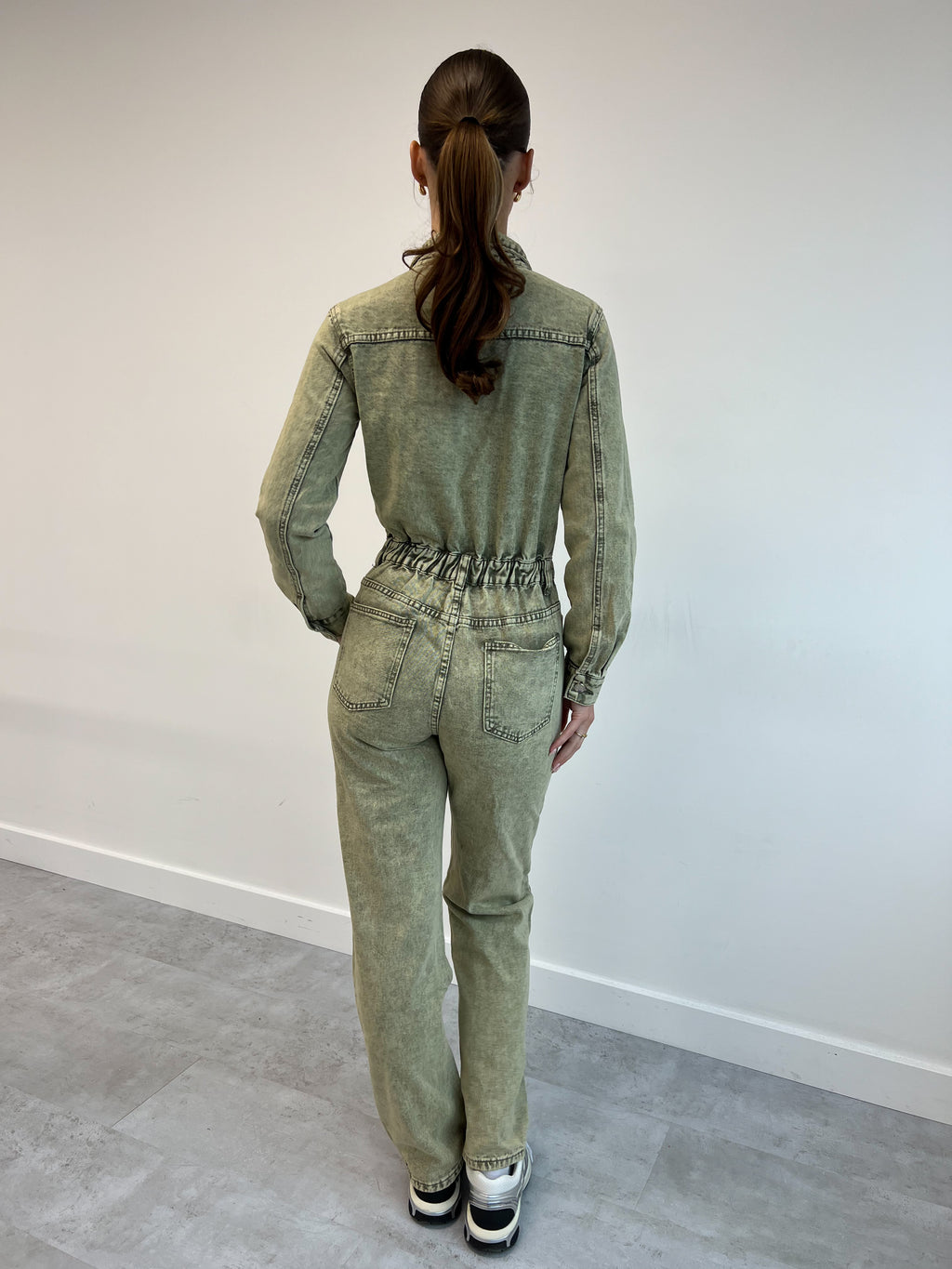 ULTIMATE DENIM JUMPSUIT GREEN WASH F237