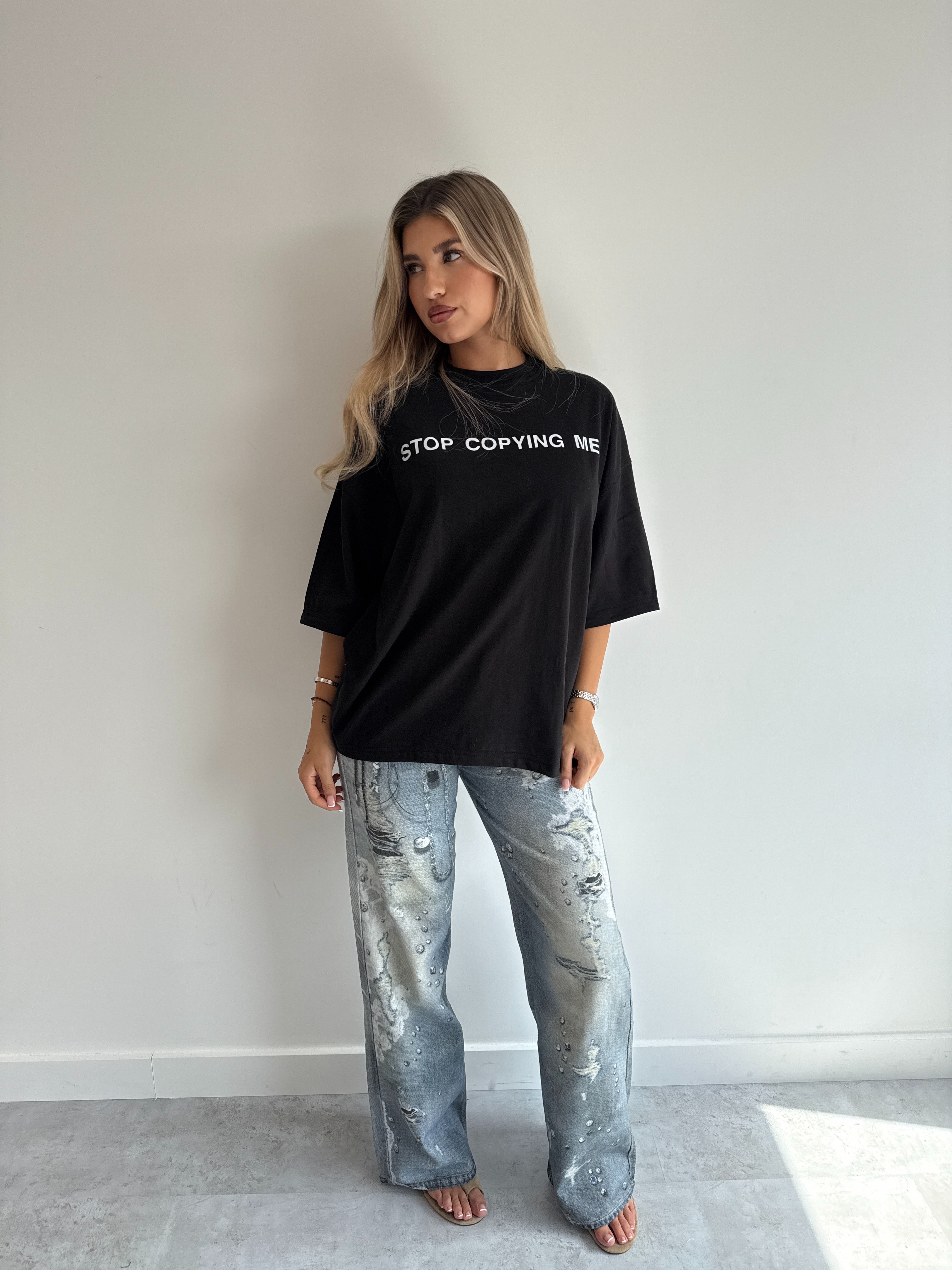 STOP COPYING ME TEE BLACK