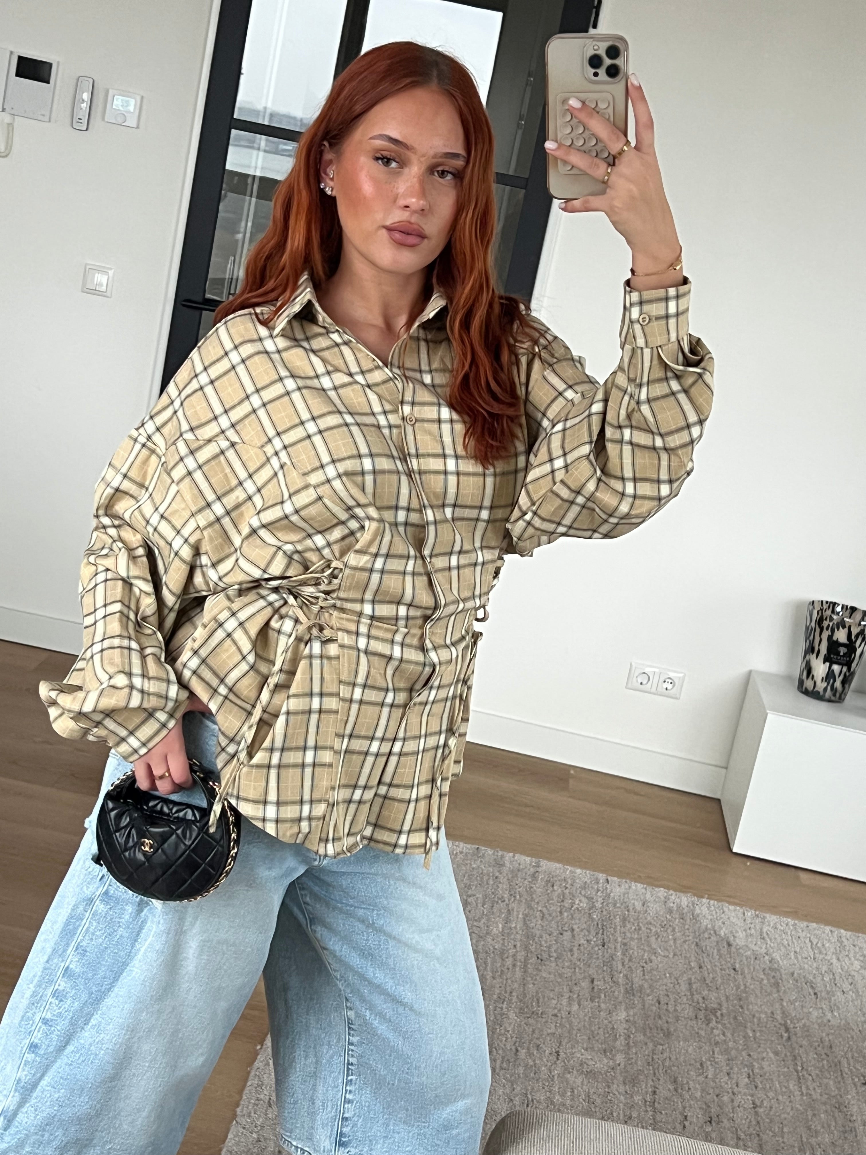 SNATCH CHECK SHIRT BEIGE