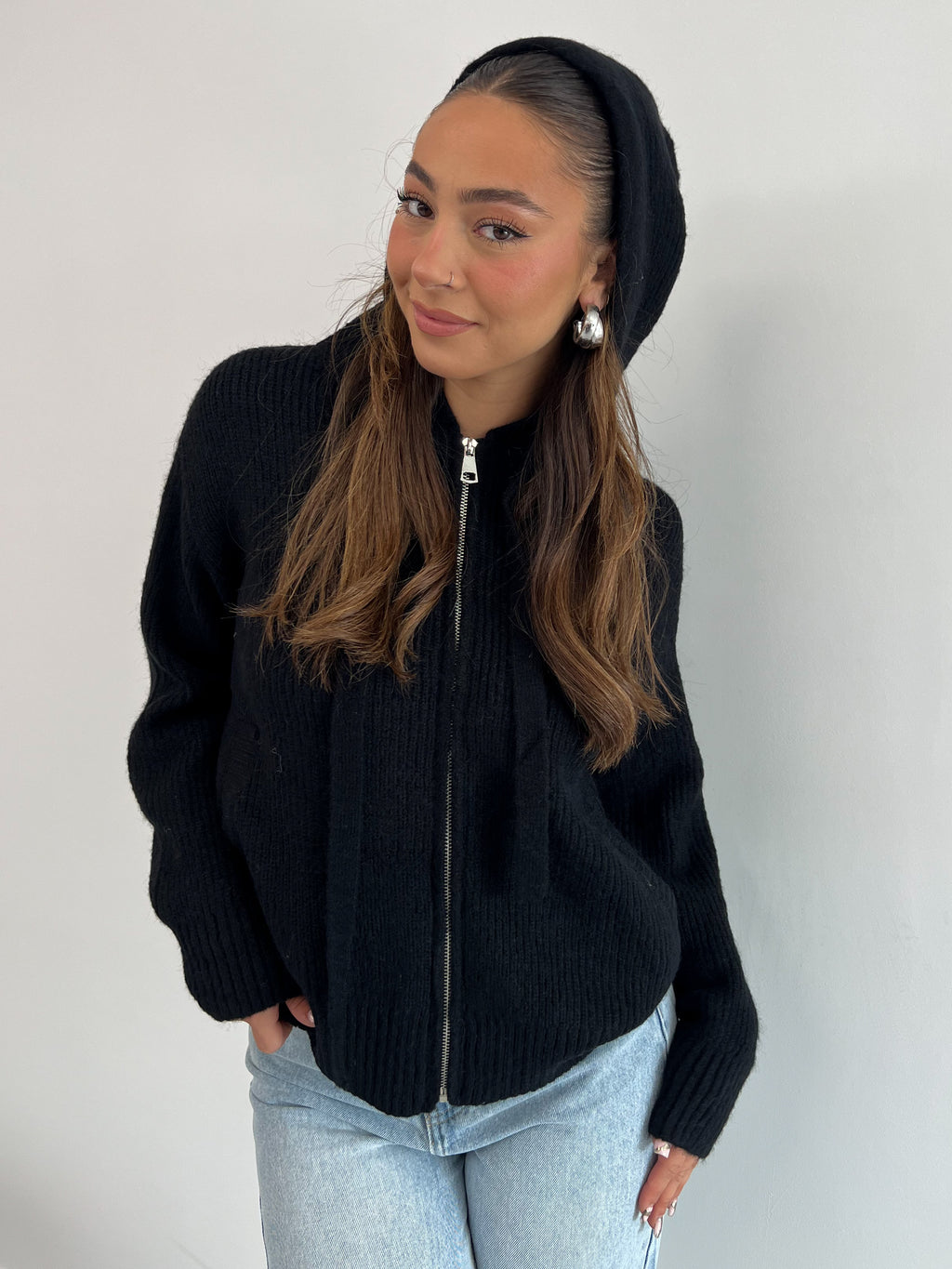 ZIP WESTE STRICK SCHWARZ
