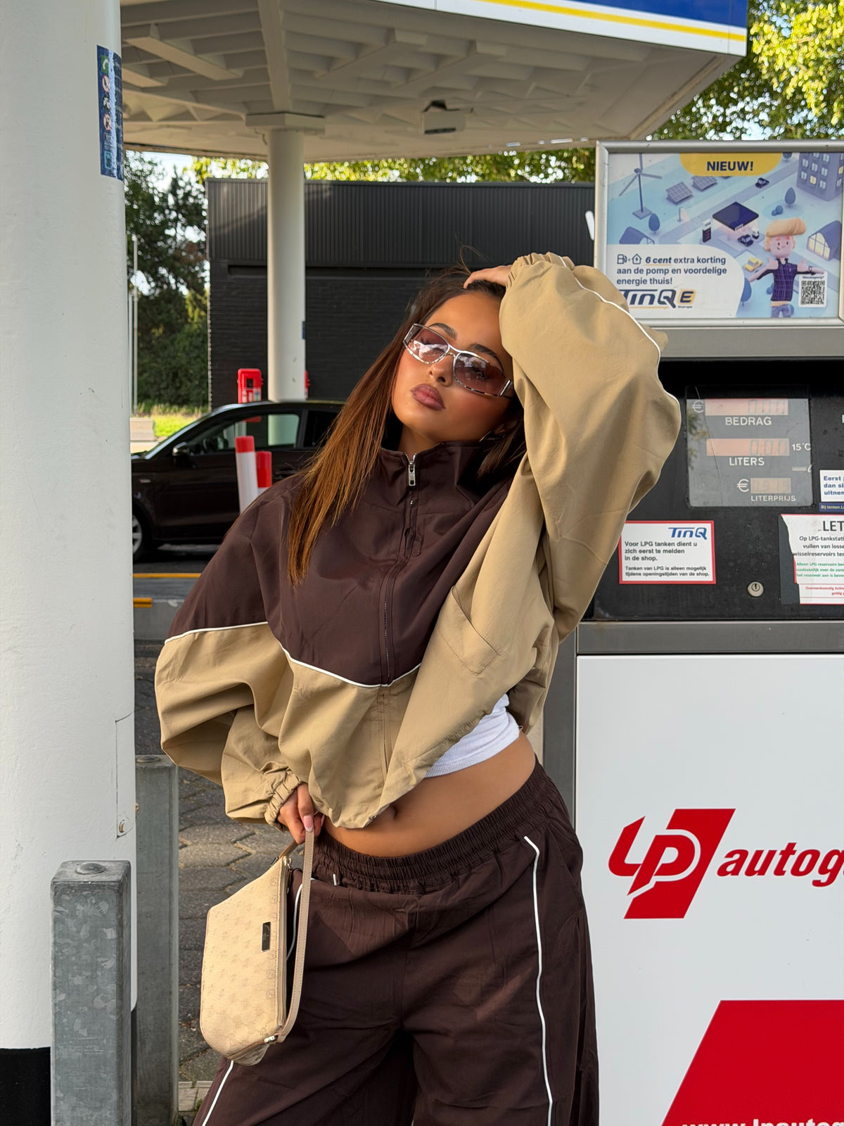 TWO TONE WINDBREAKER JACKET CHOCO