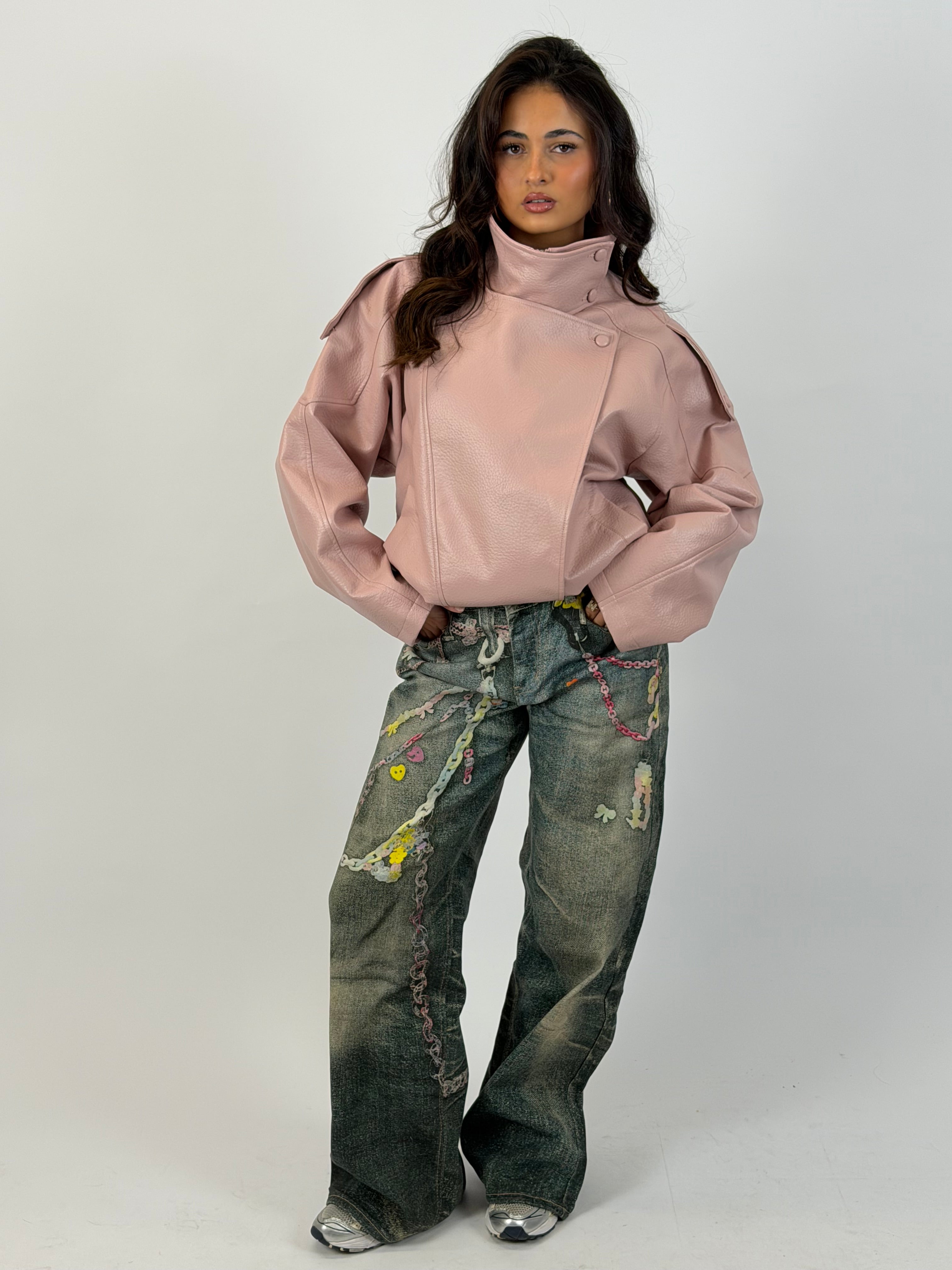 SPECIAL EDITION STRETCH CHAIN JEANS PINK