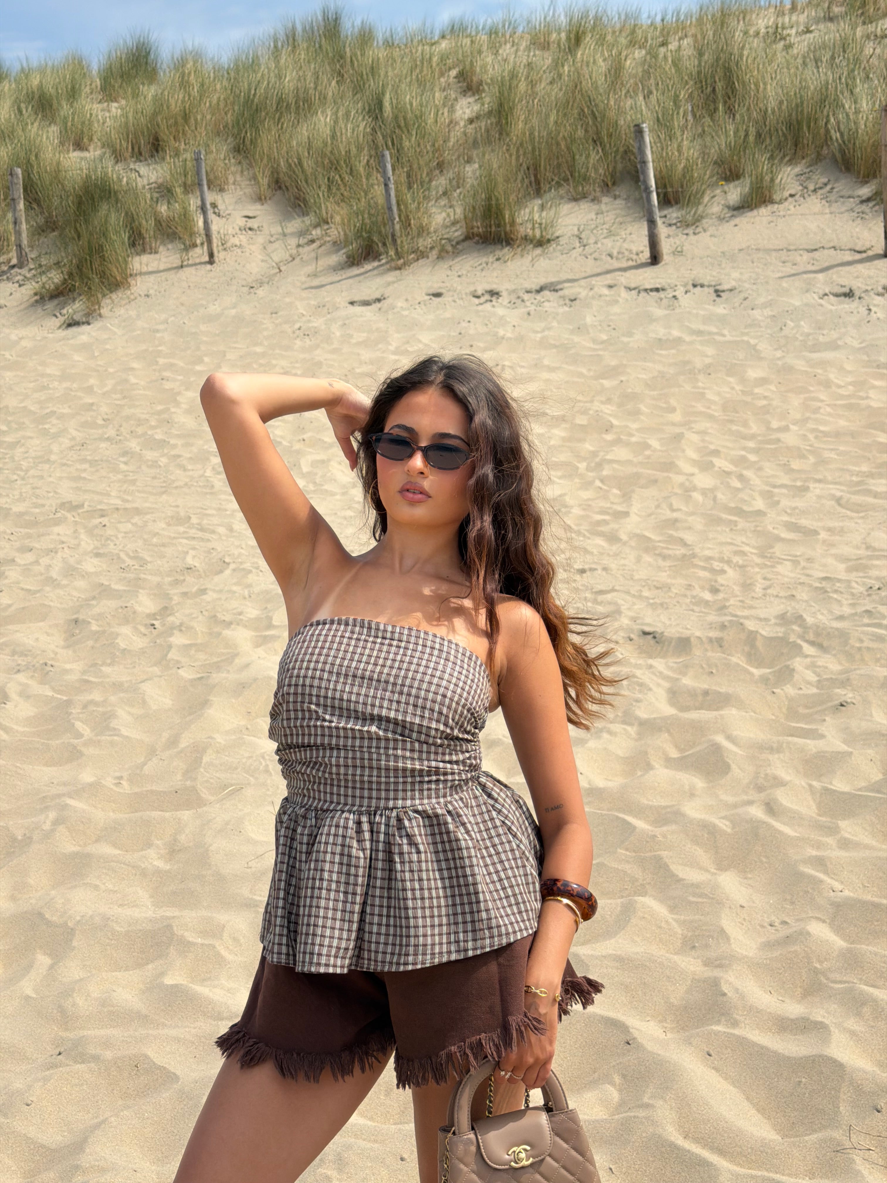 SIENNA STRAPLESS TOP CHOCO