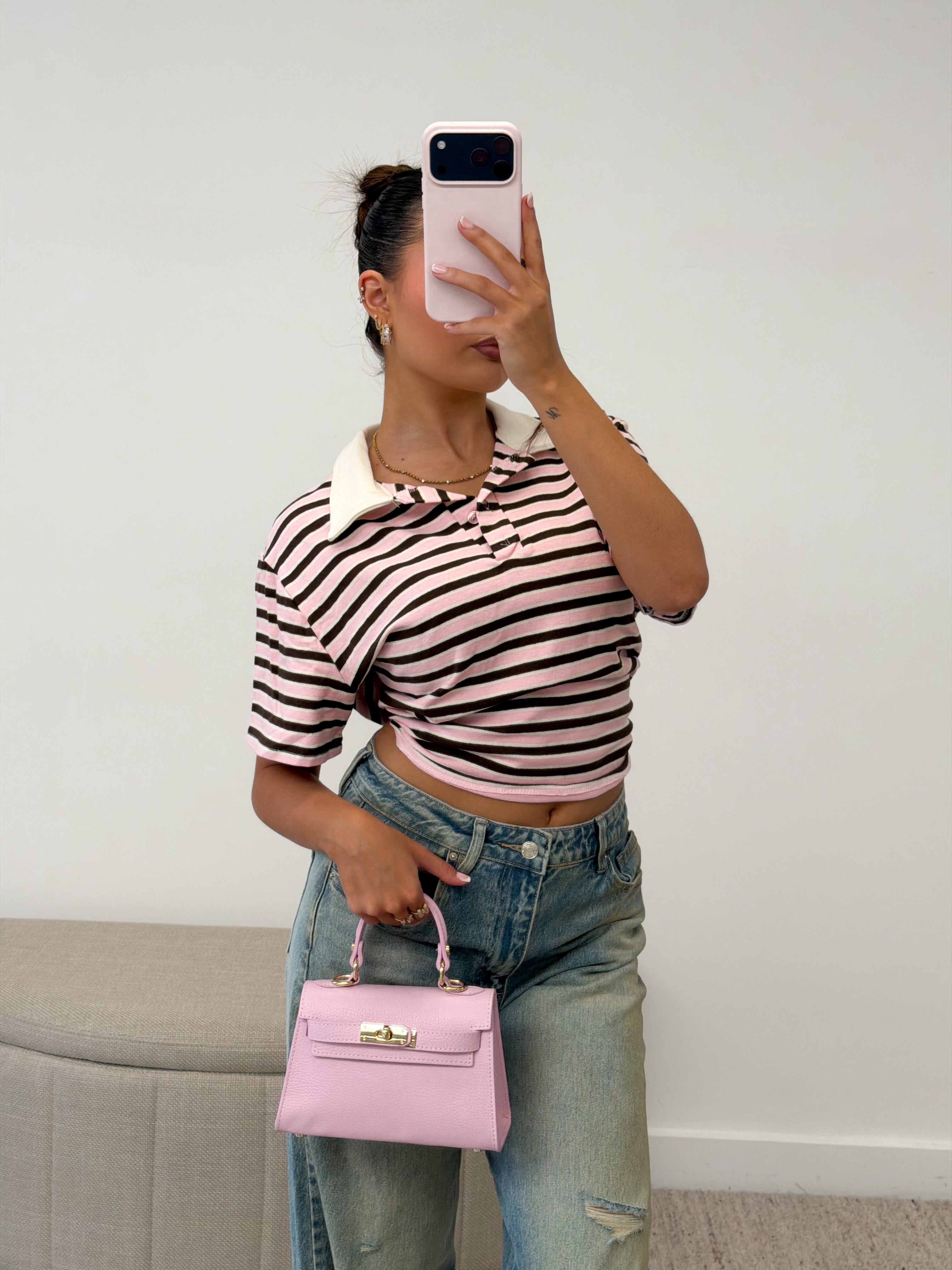 CROP POLO CHOCO PINK
