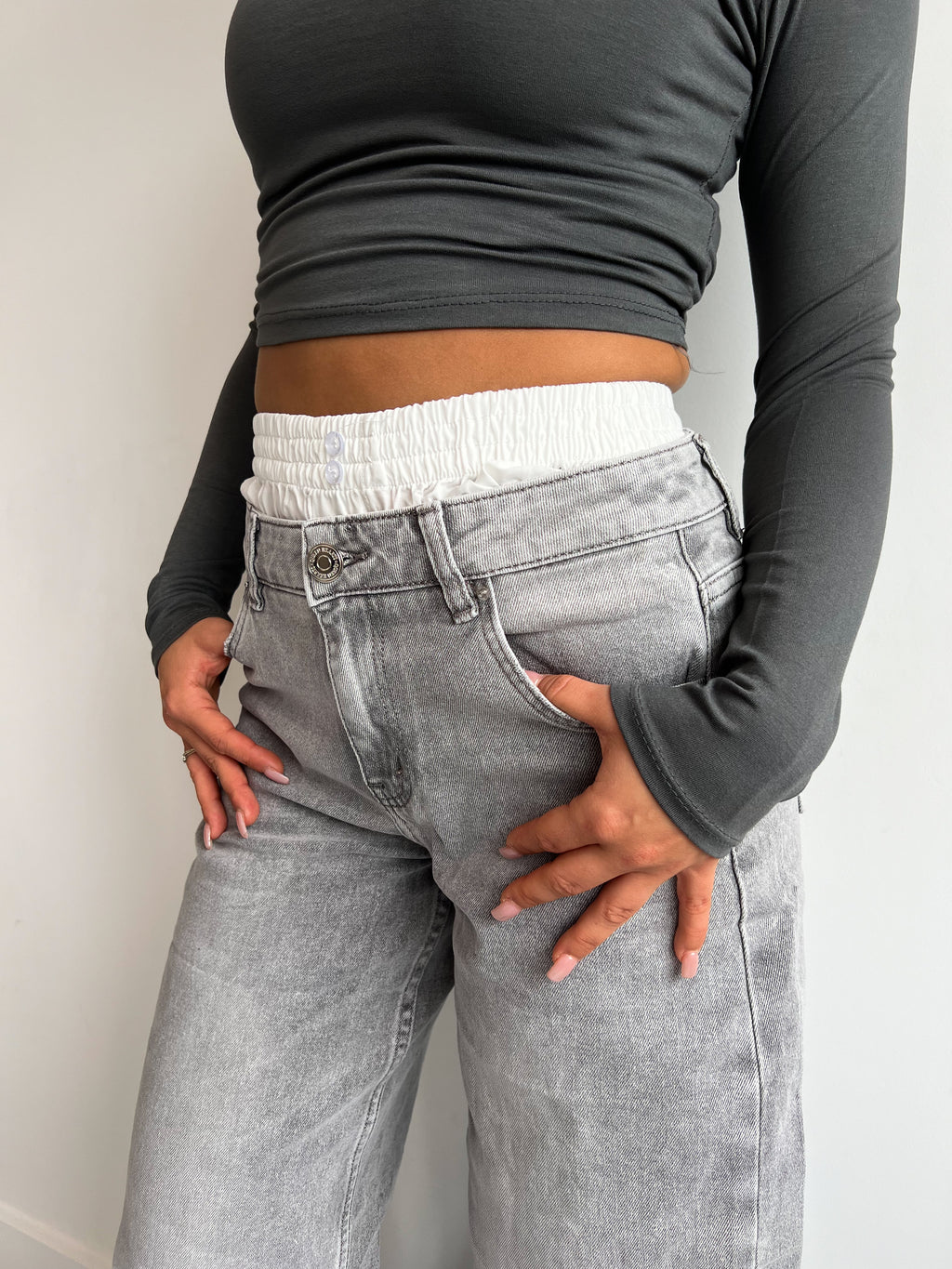 BOXER WIDE LEG JEANS GREY