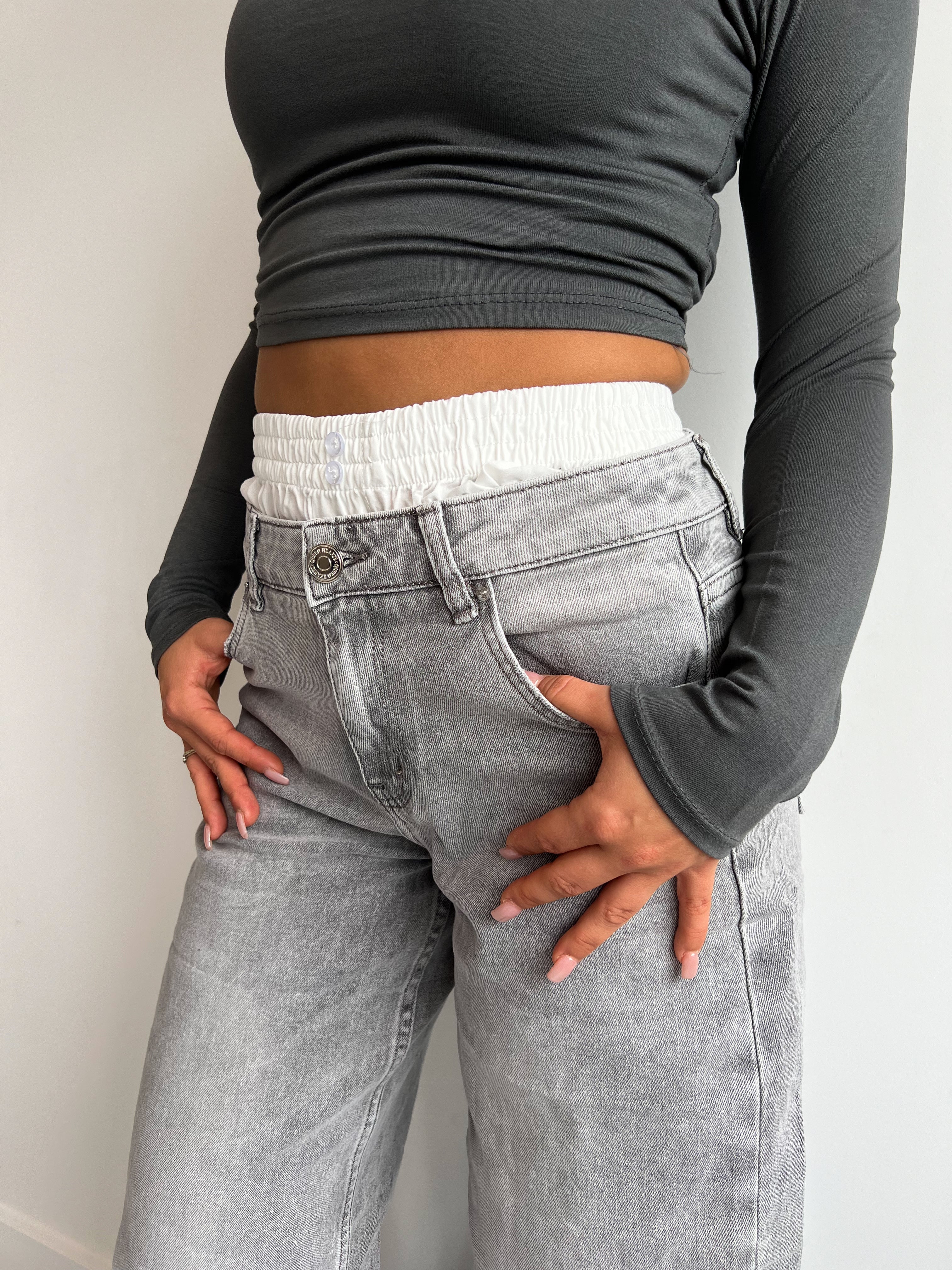 BOXER WIDE LEG JEANS GREY