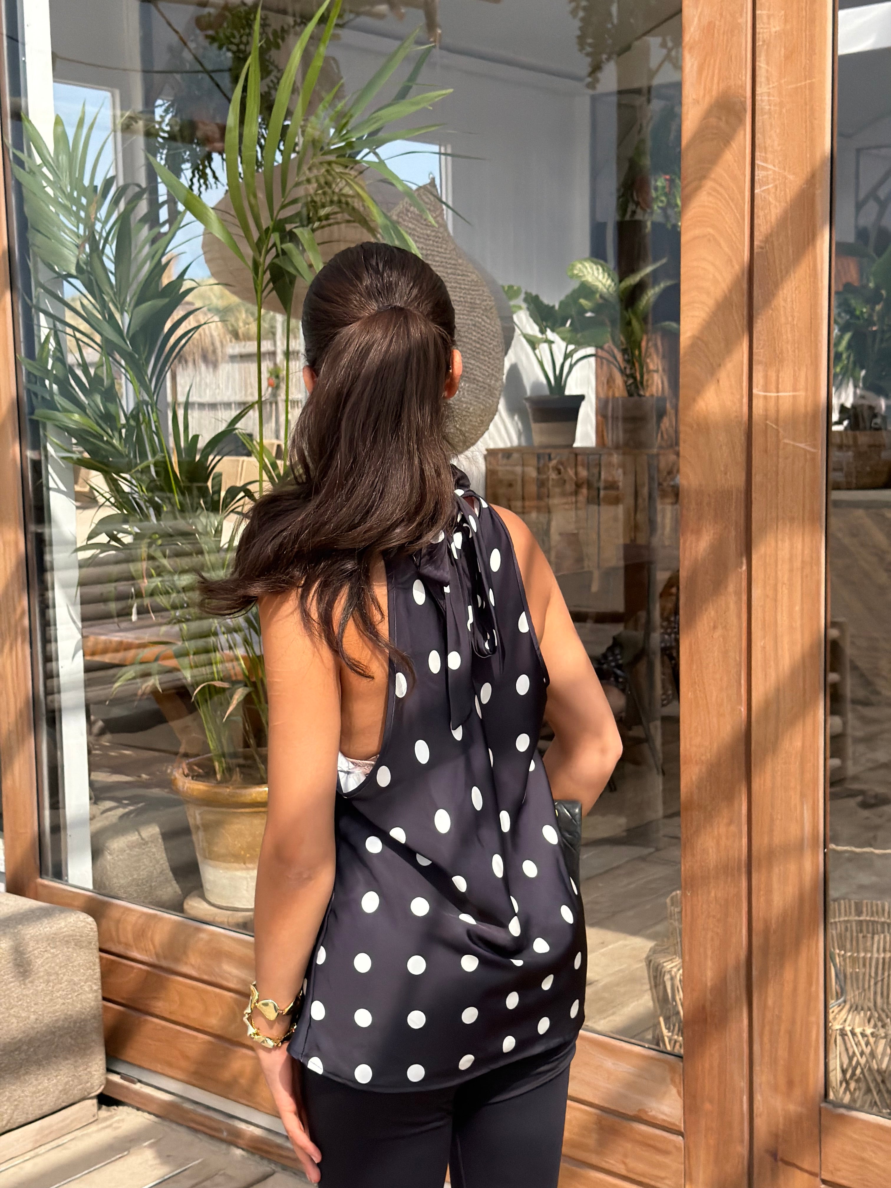 MIRA SATIN TOP POLKA DOT