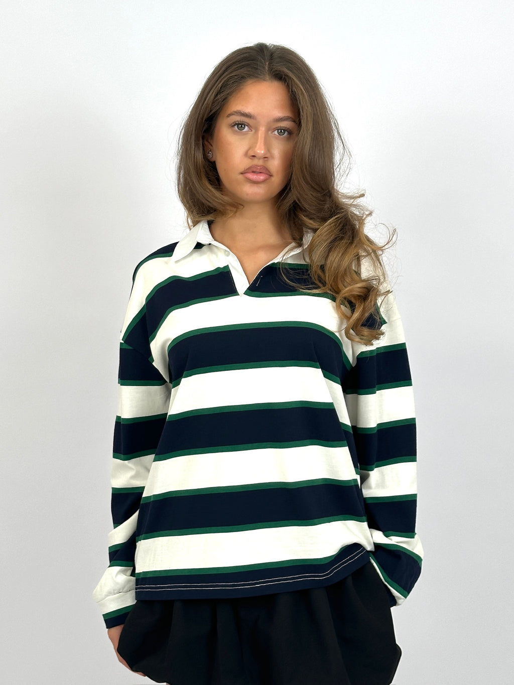 LONGSLEEVE STRIPED POLO NAVY/CREAM