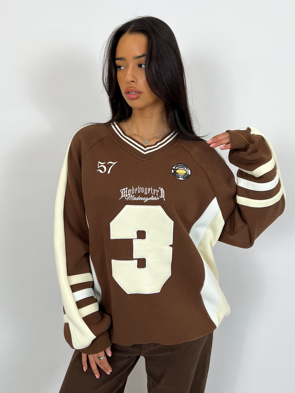 BASEBALL LONGSLEEVE SWEAT CHOCO/BEIGE