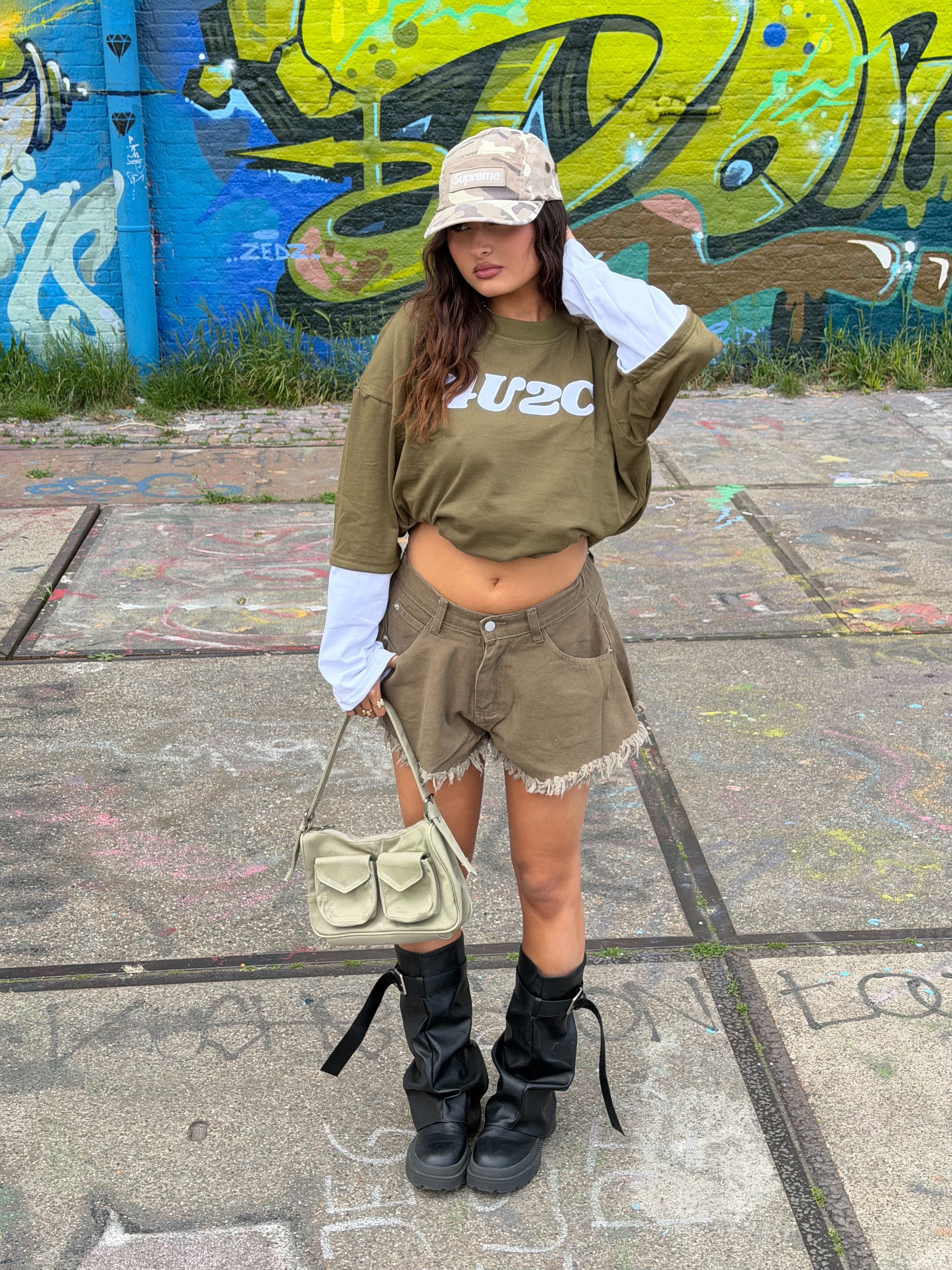4U2C LONGSLEEVE ARMY/WHITE