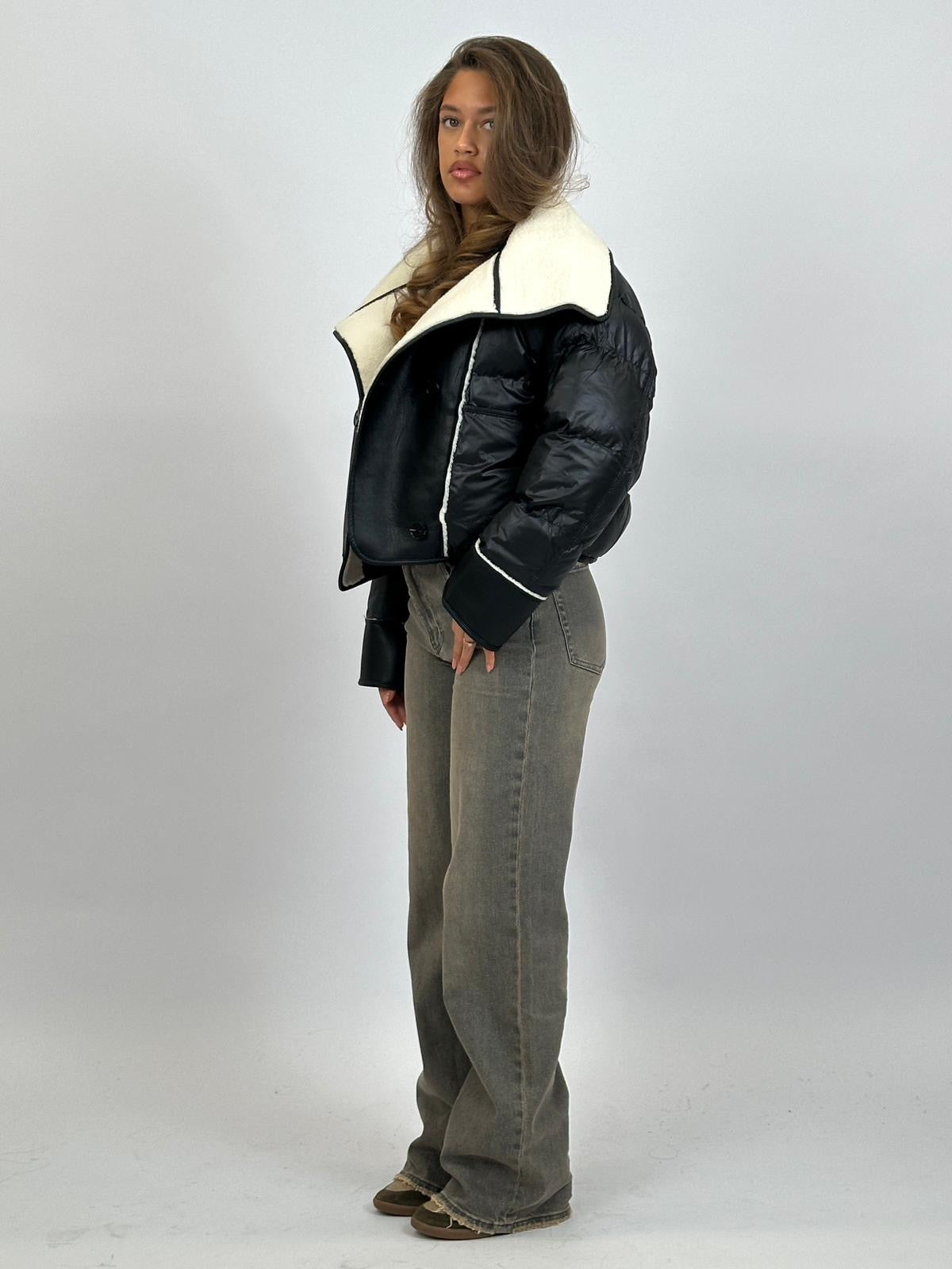 TEDDY LINED PUFFER BLACK