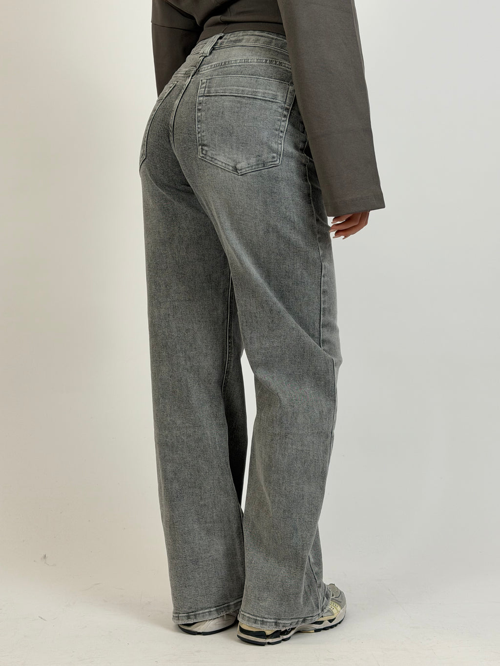 DOUBLE WAIST STRETCH JEANS GREY