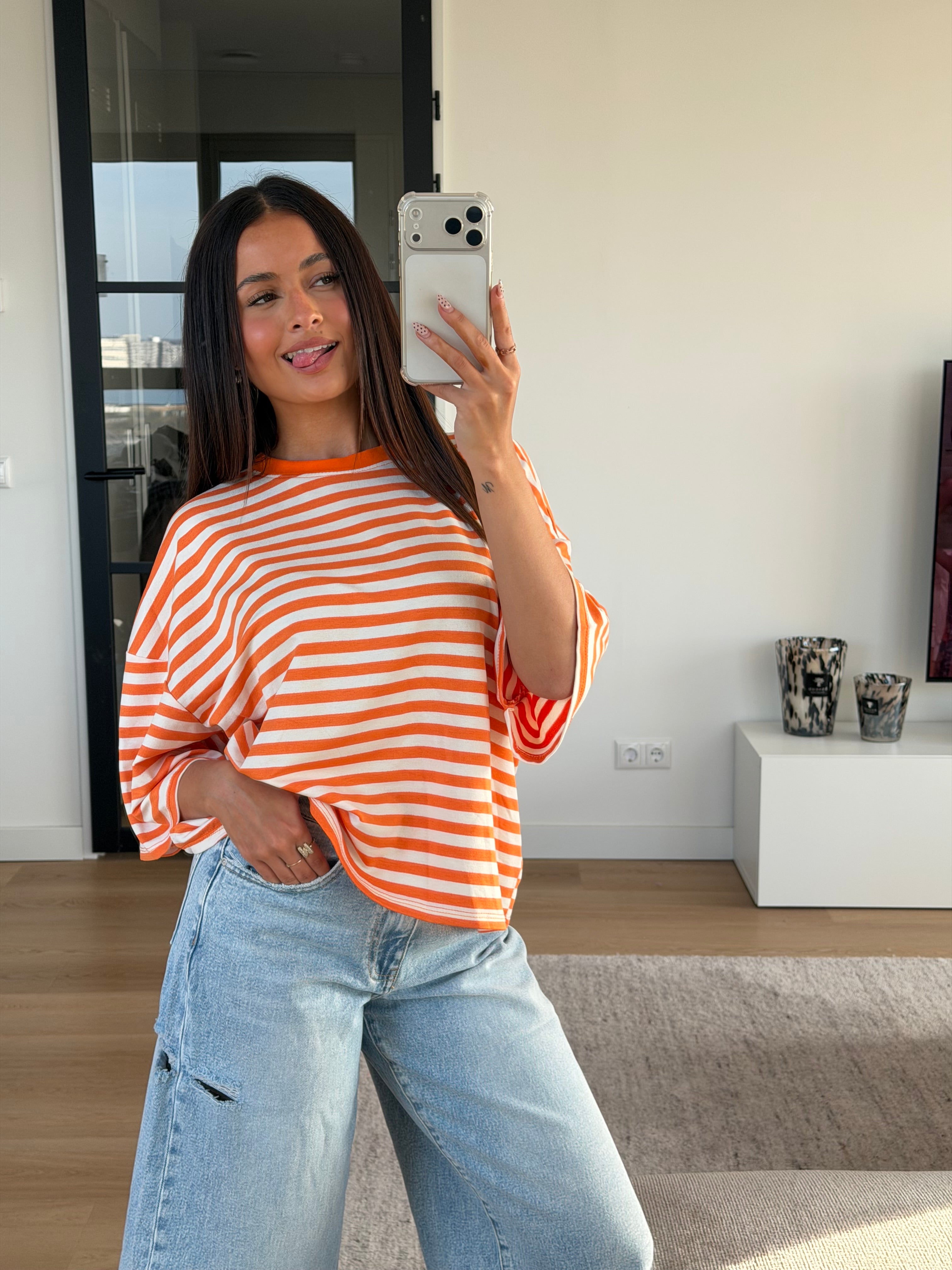SISI STRIPED TEE ORANGE