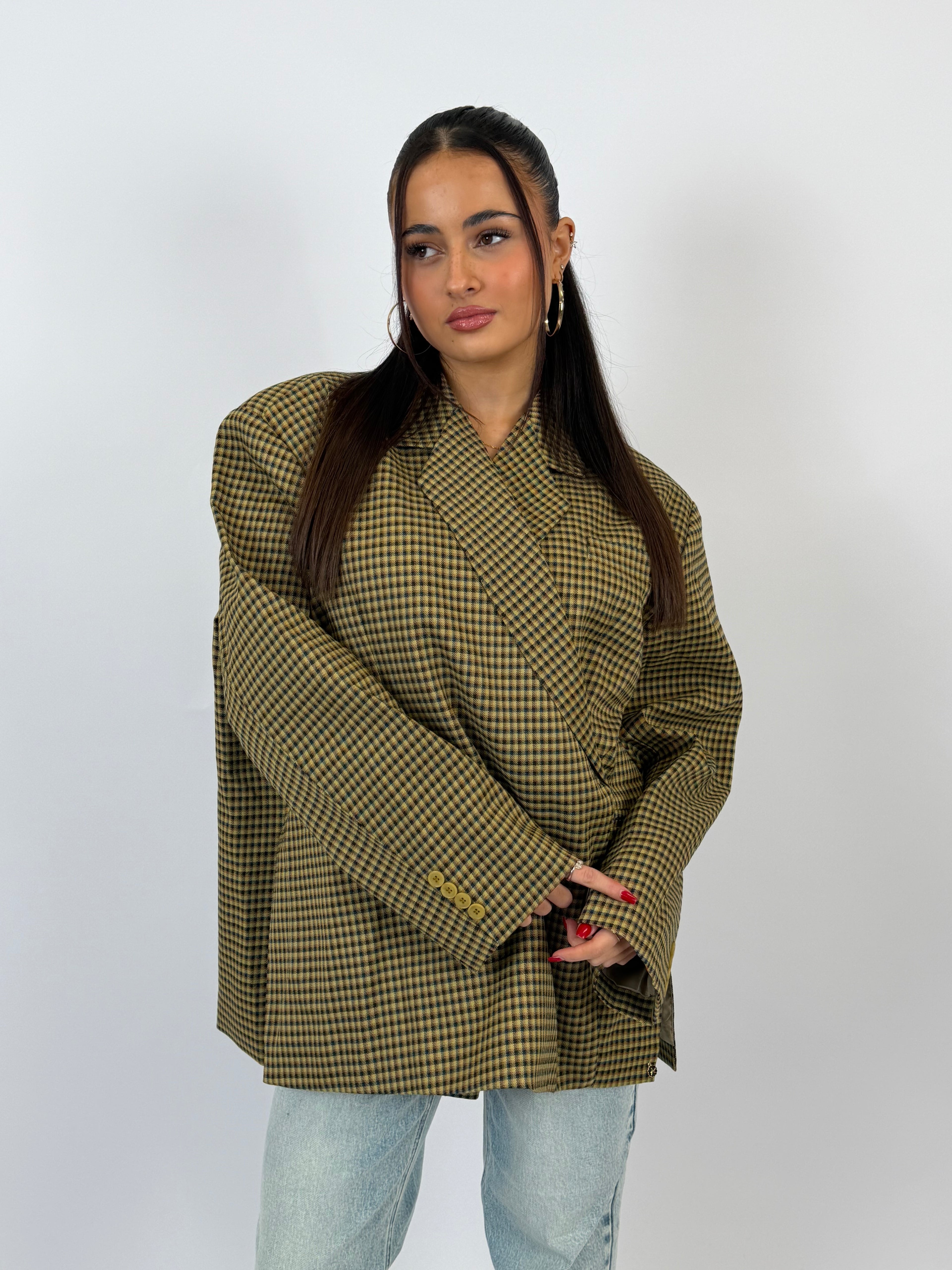 OVERSIZED BLOCKED DAD BLAZER GREEN