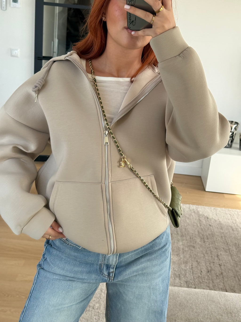 SCUBA ZIP UP TAUPE