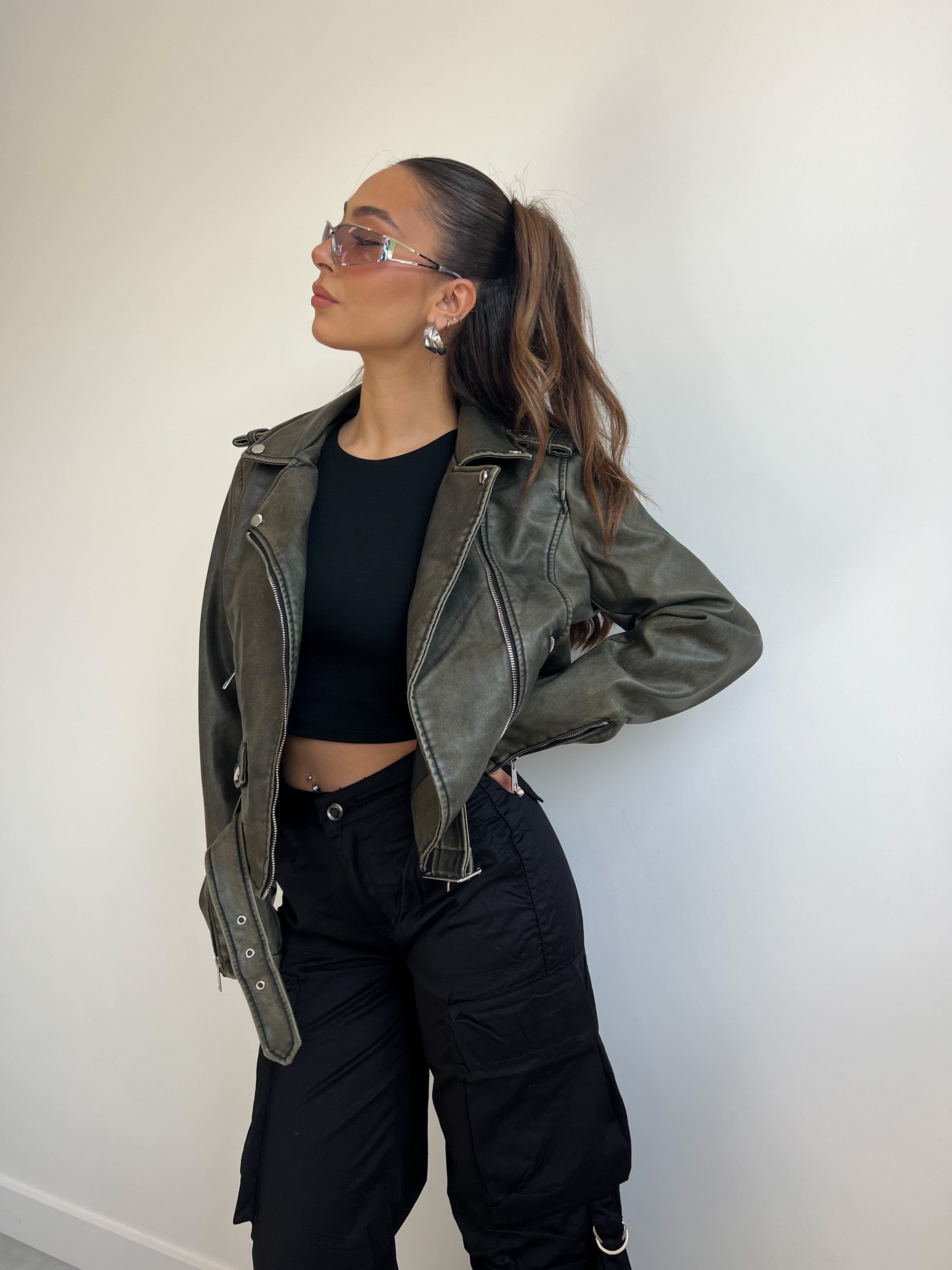 VINTAGE LEATHER JACKET GREEN