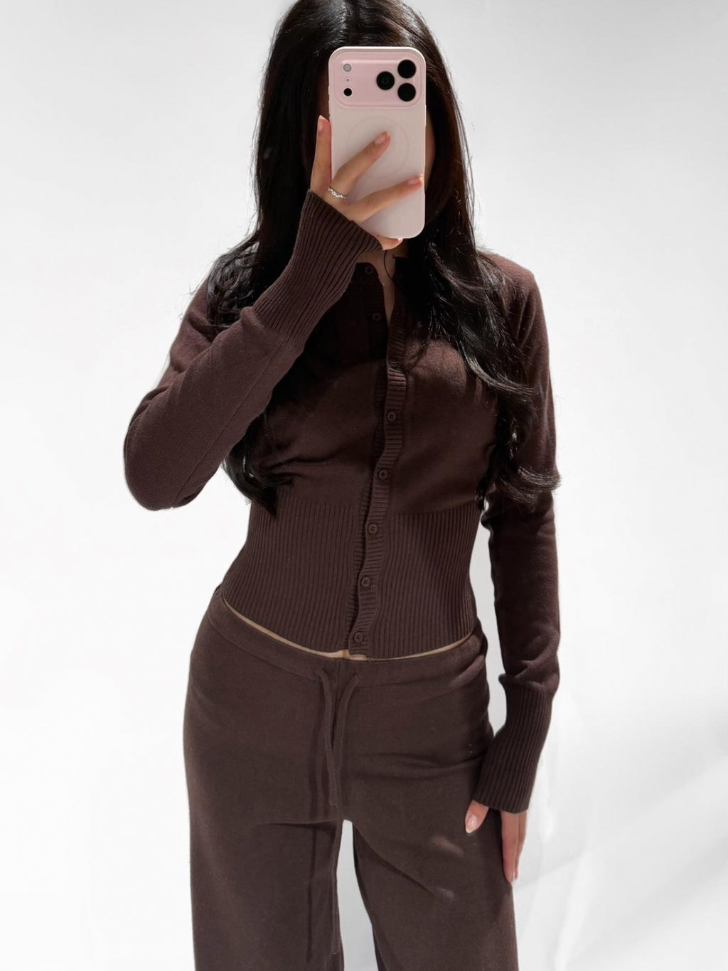 MIMI MID WAIST COMFY TROUSERS CHOCO