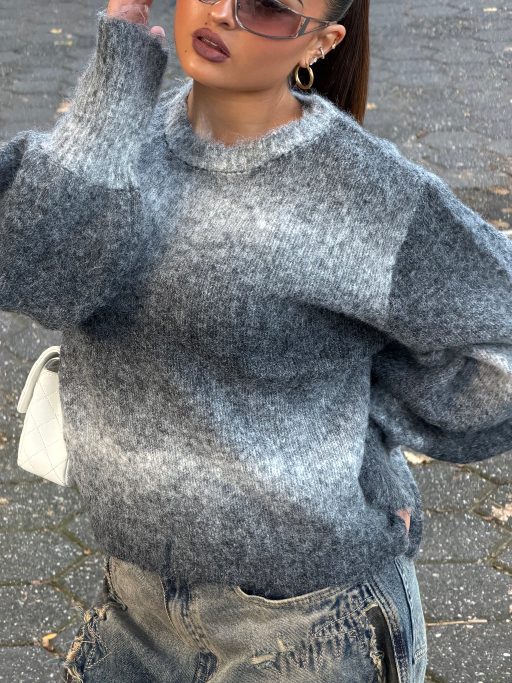 MIRA TWO TONE KNIT GREY