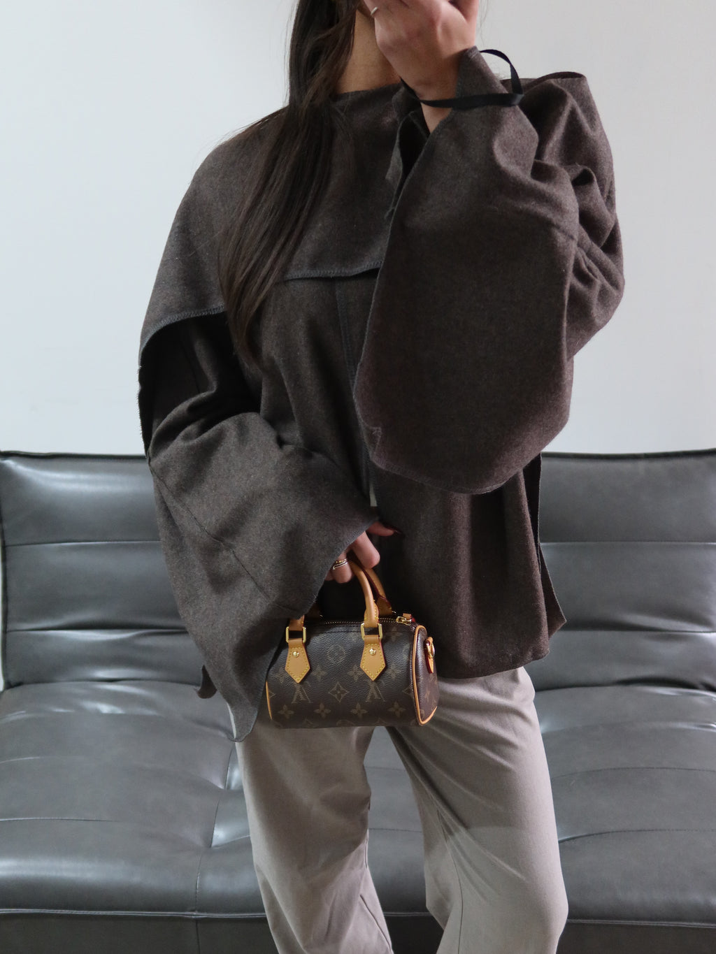 PREMIUM QUALITY SCARF JACKET BROWN