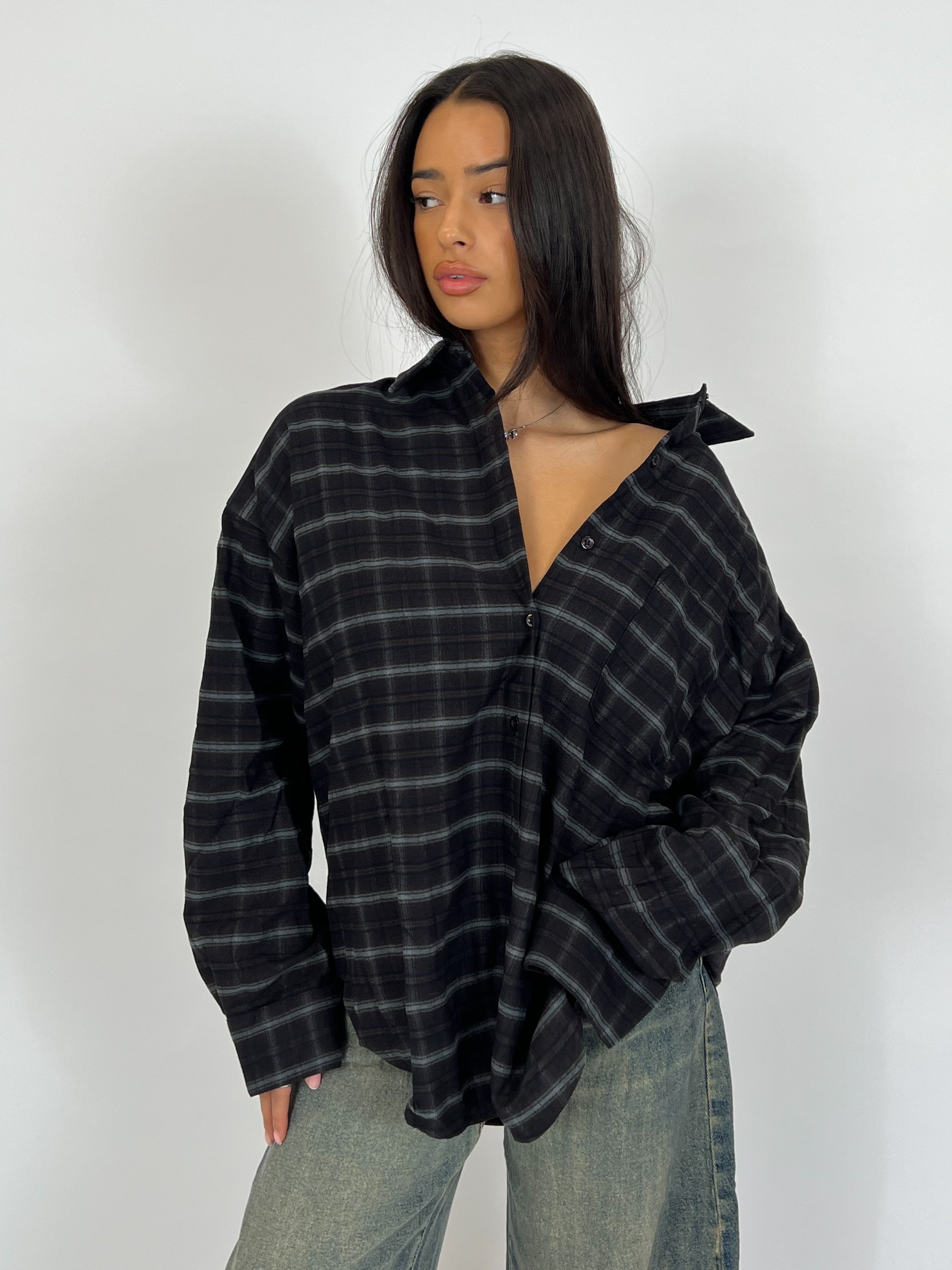 SOFT CHECK SHIRT BLACK