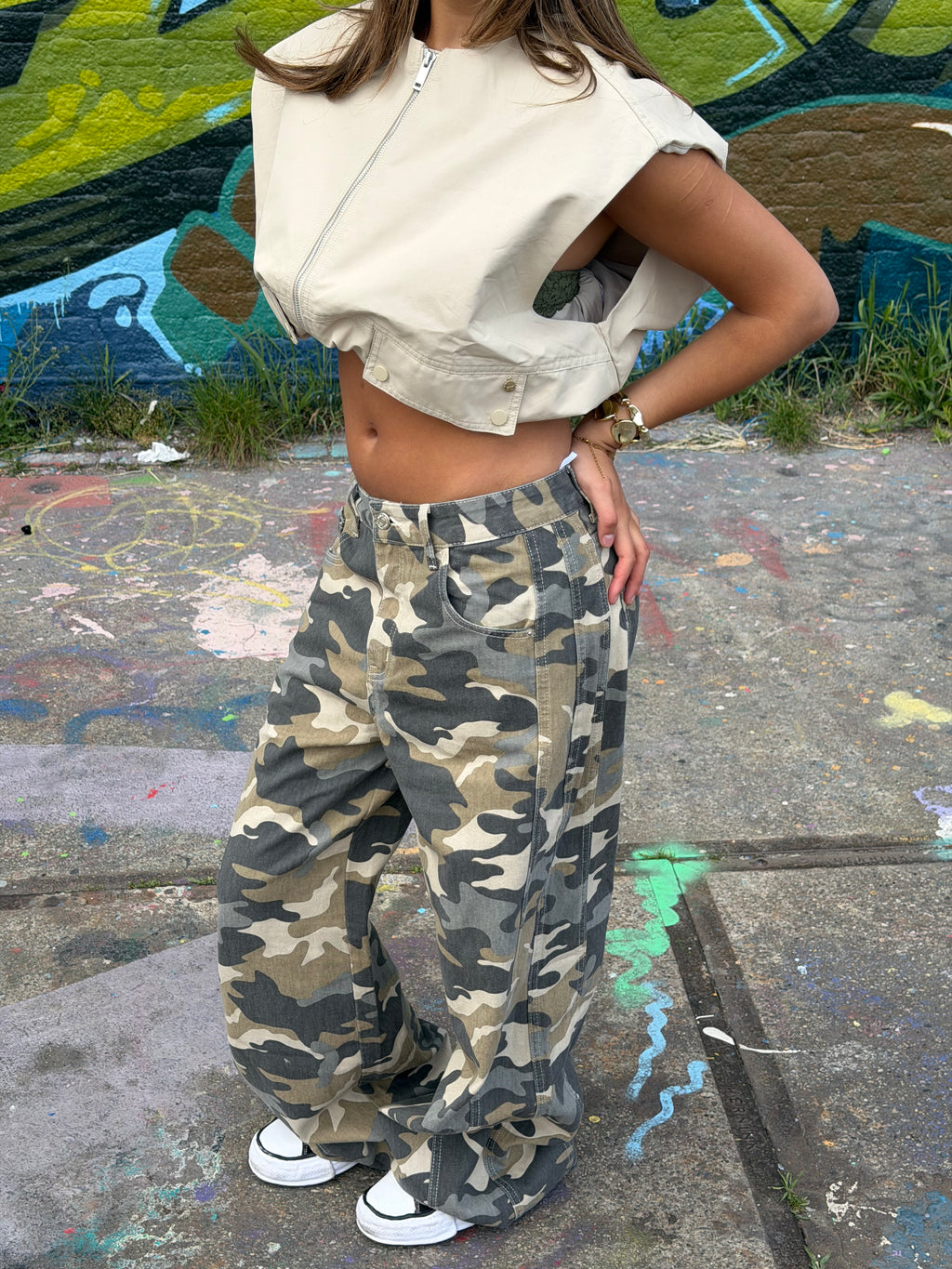 GIGI GREYISH CAMO PANTS