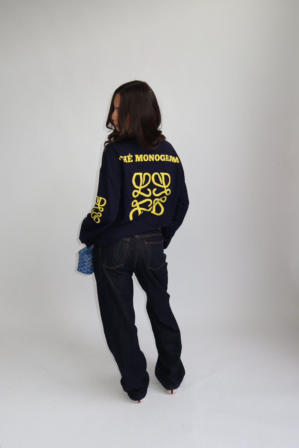 MONOGRAM LONGSLEEVE NAVY/YELLOW
