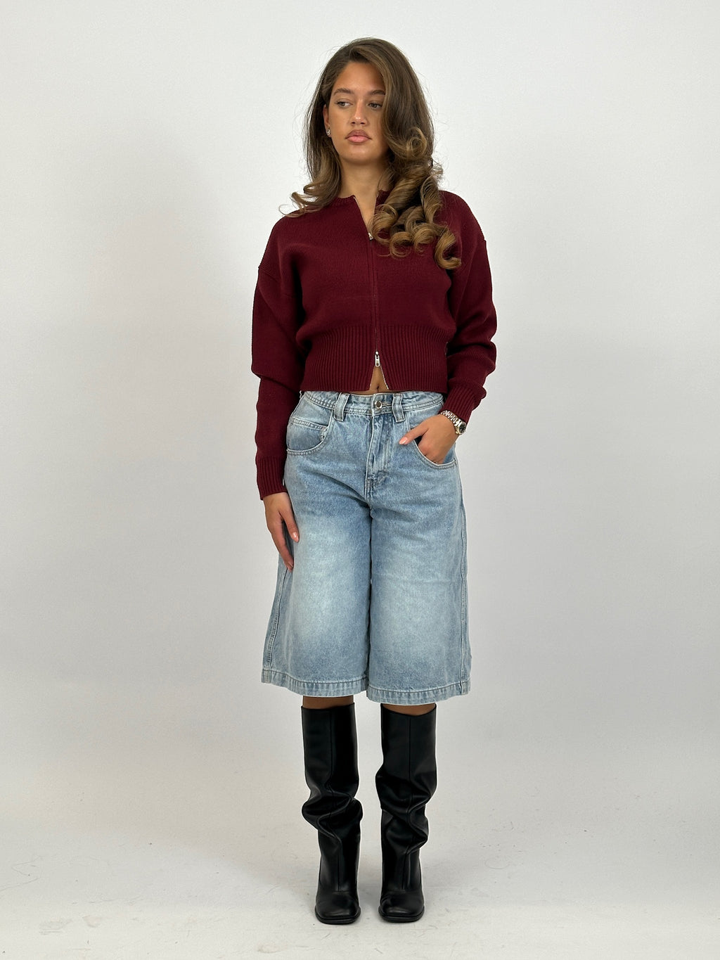 ZIP CARDIGAN BORDEAUX