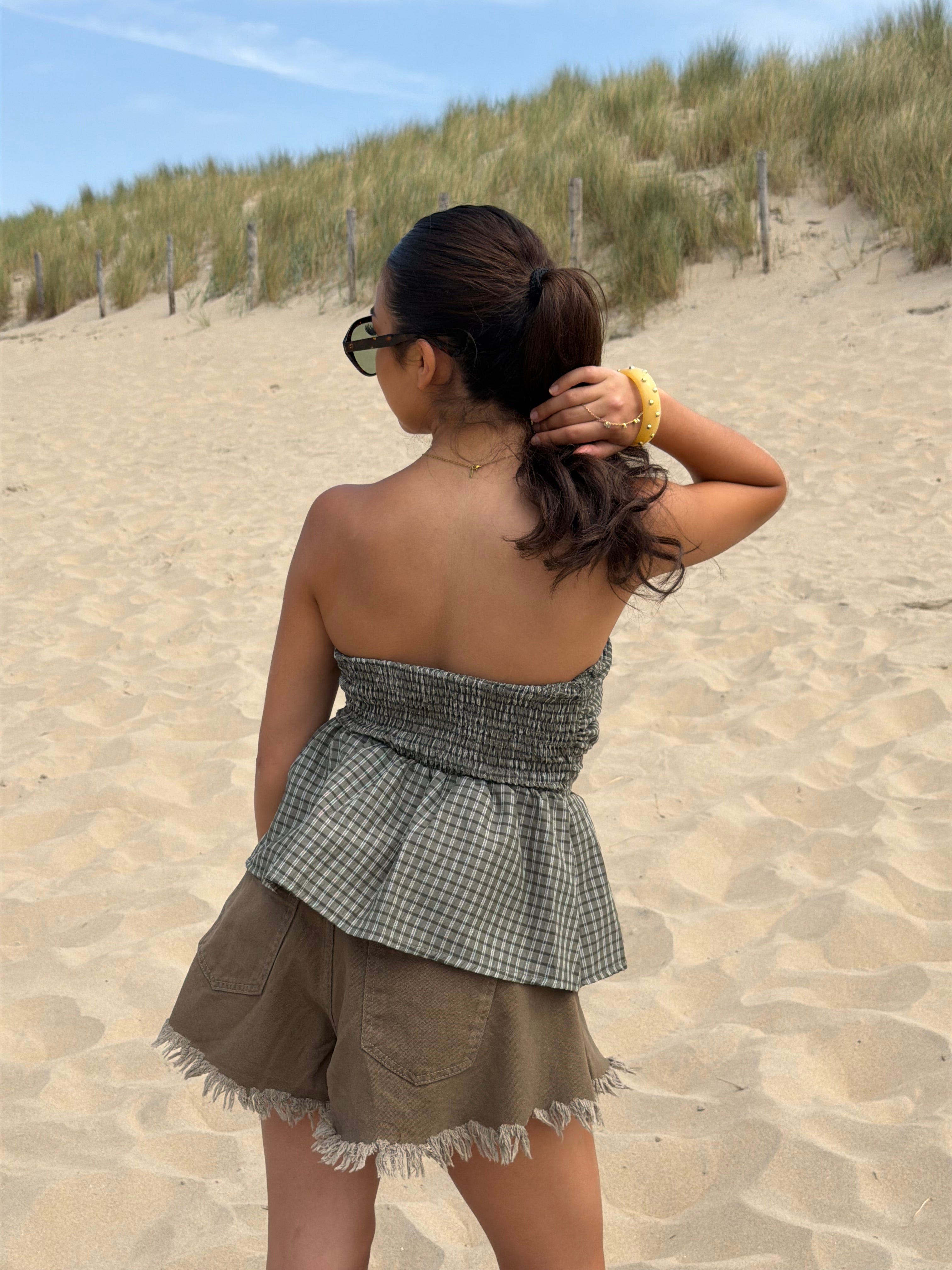 SIENNA STRAPLESS TOP ARMY
