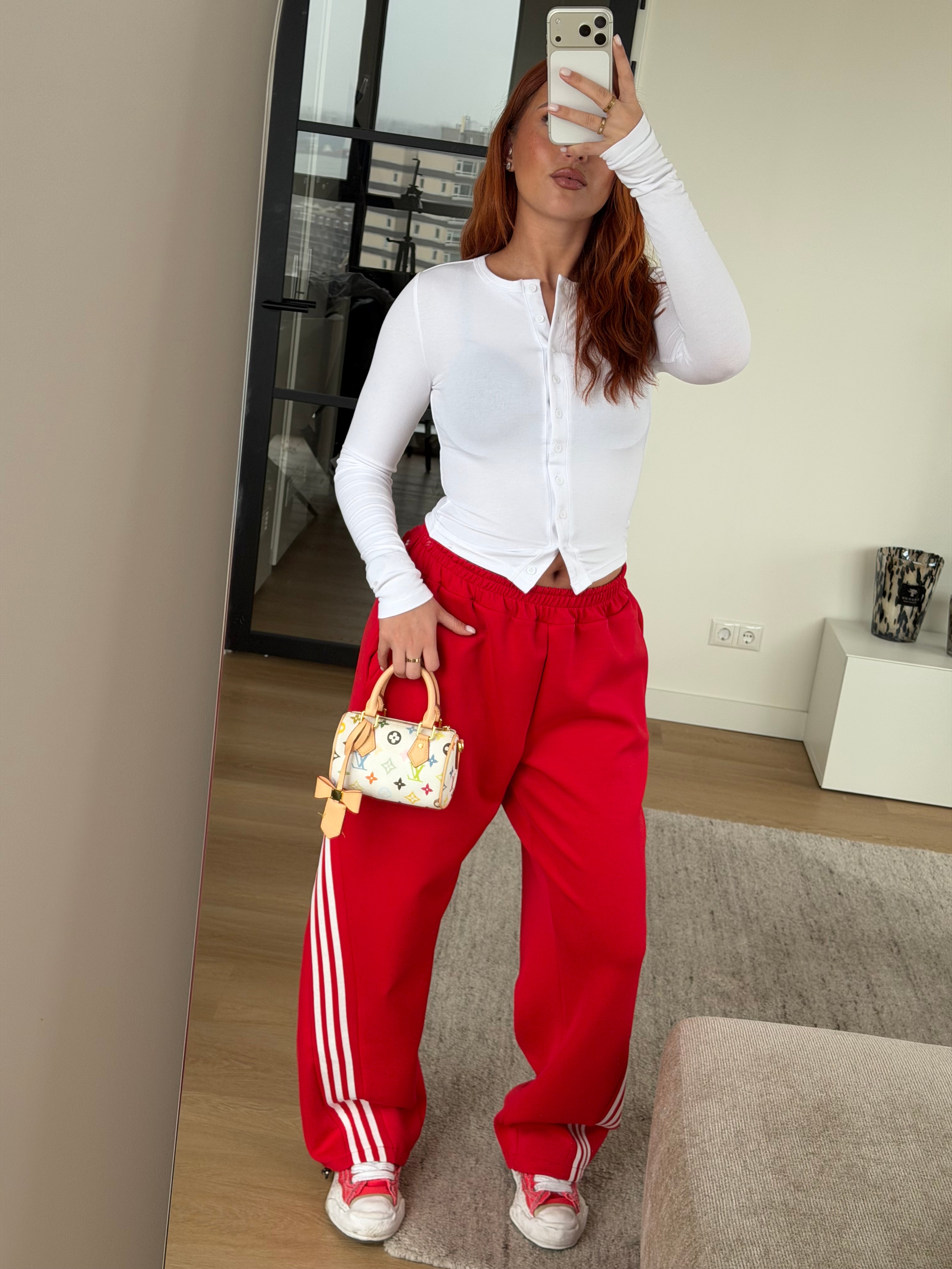 BAGGY STRIPED JOGGER RED/WHITE